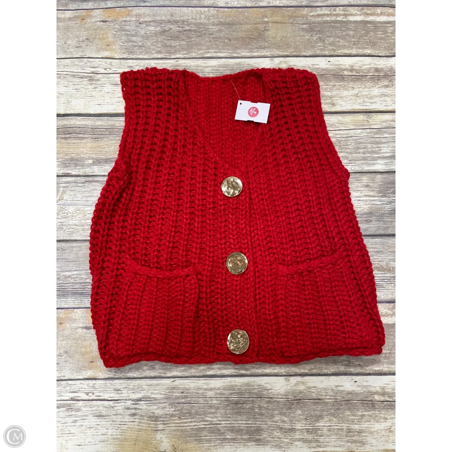 Vest Sweater By Cmf In Red, Size: S