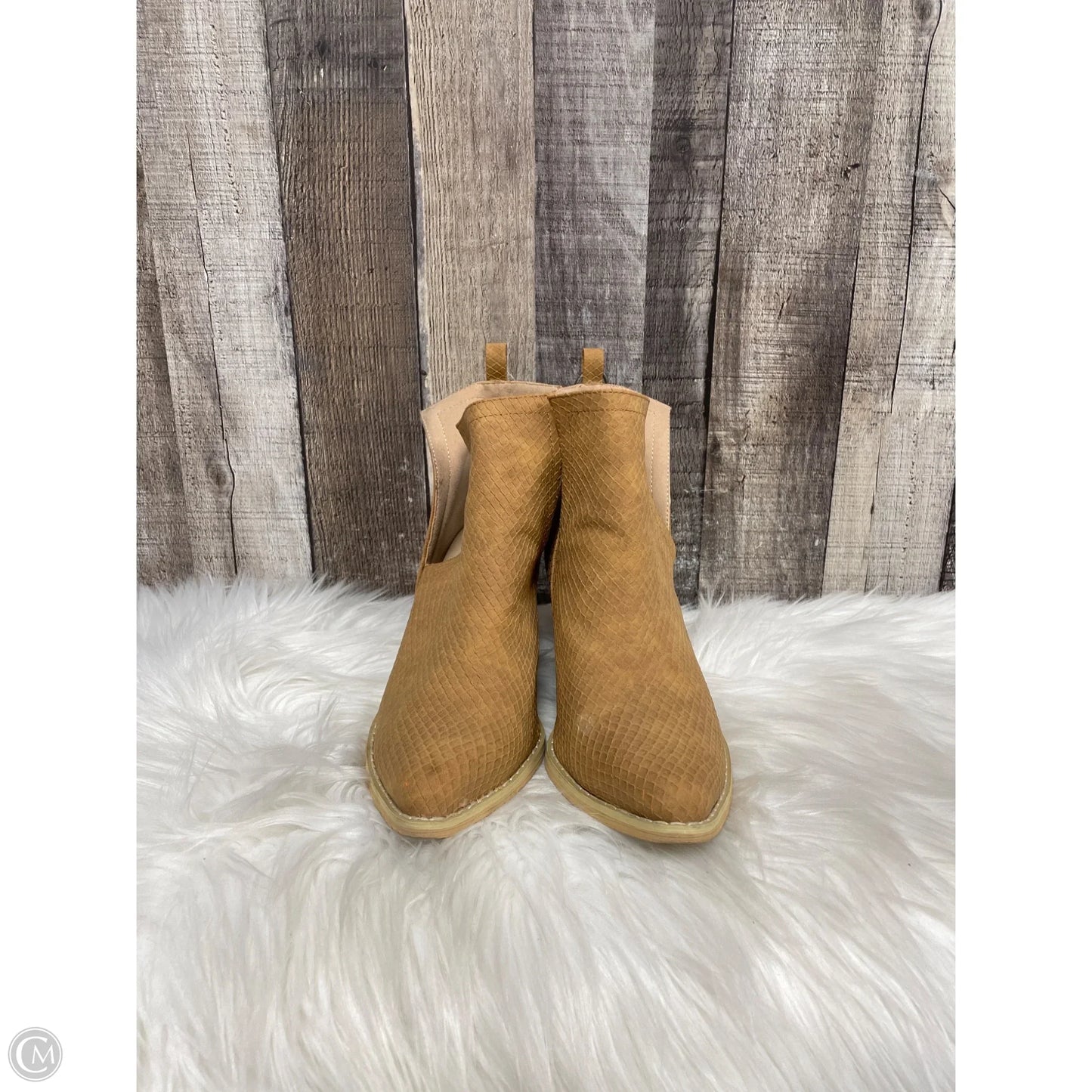 Boots Ankle Heels By Cme In Tan, Size: 7.5