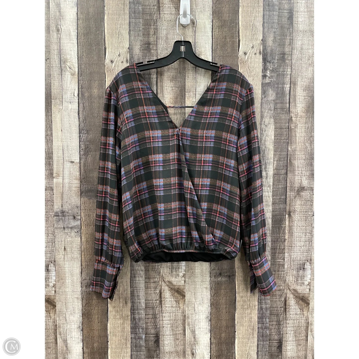 Top Long Sleeve By Peyton Jensen In Plaid Pattern, Size: M