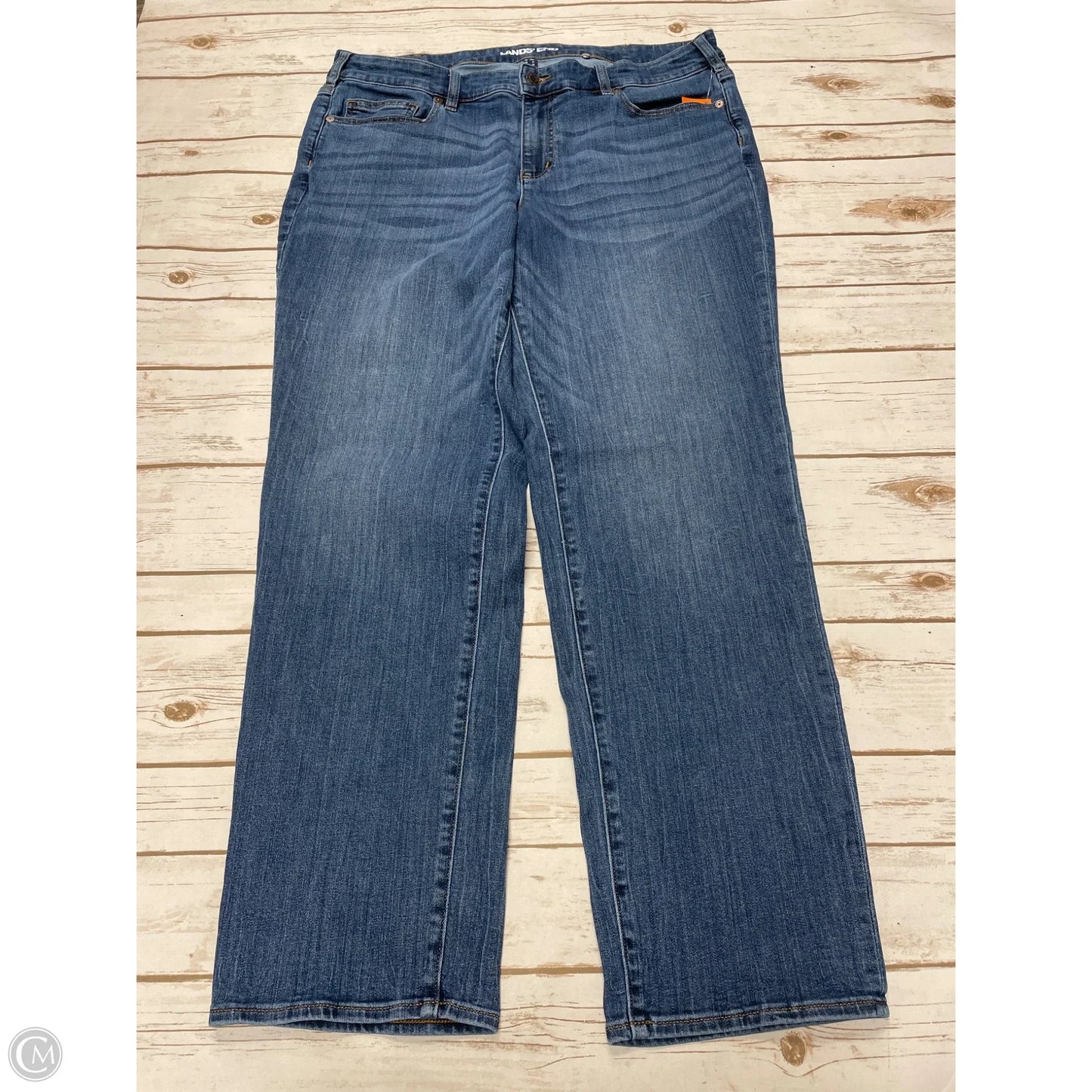 Jeans Straight By Lands End In Blue Denim, Size: 18