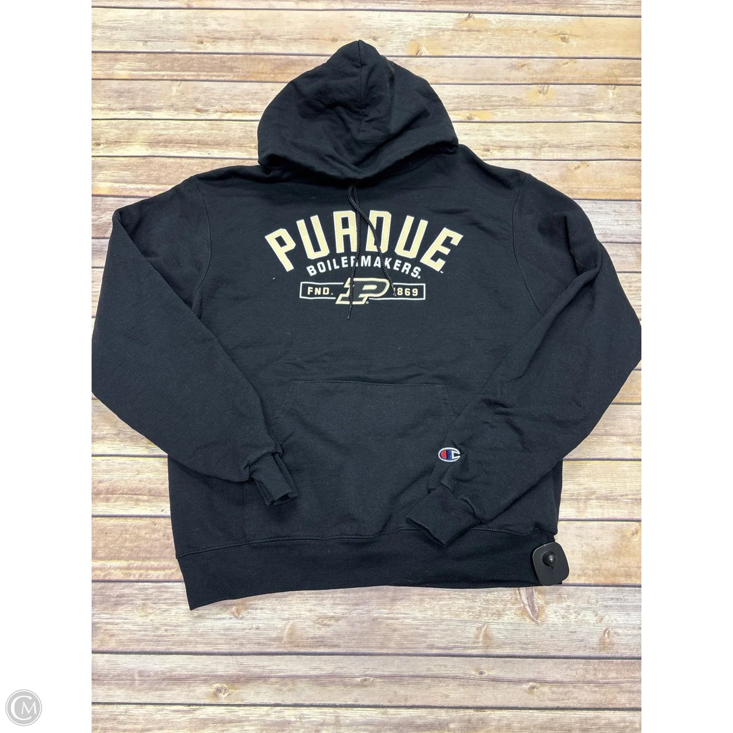 Athletic Sweatshirt Hoodie By Champion In Black, Size: M