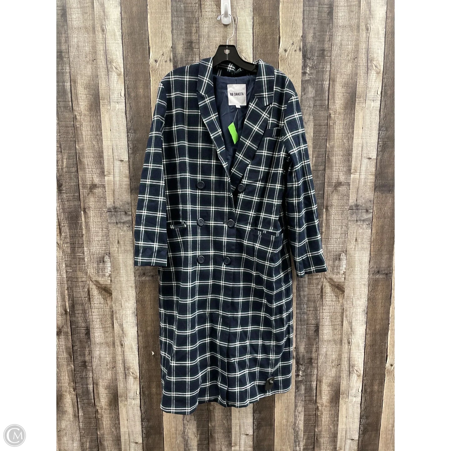 Coat Trench Coat By Bb Dakota In Blue & Green, Size: L