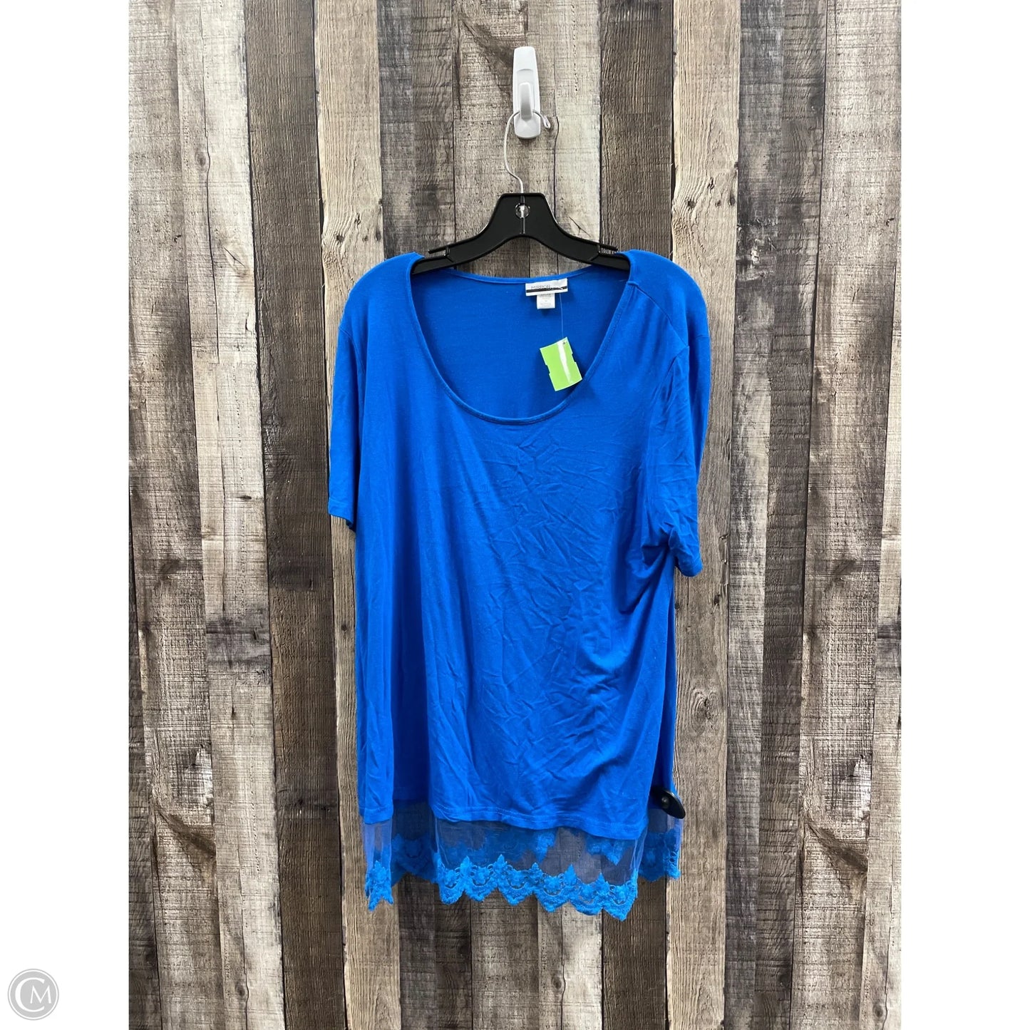 Top Short Sleeve By Cme In Blue, Size: 1x