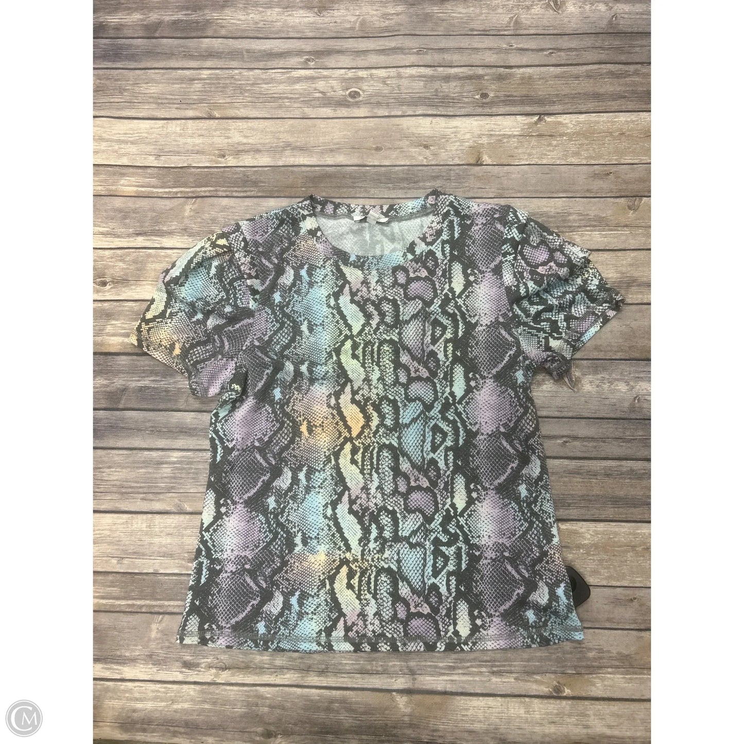 Top Short Sleeve By Cme In Snakeskin Print, Size: M