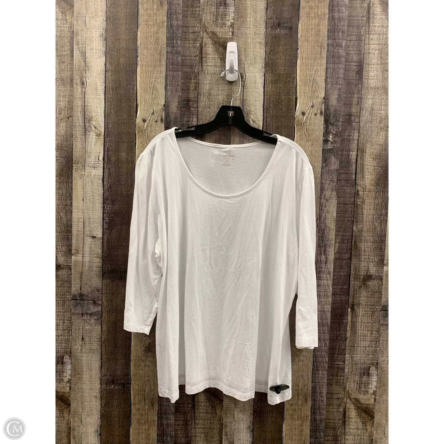 Top 3/4 Sleeve By Coral Bay In White, Size: 1x