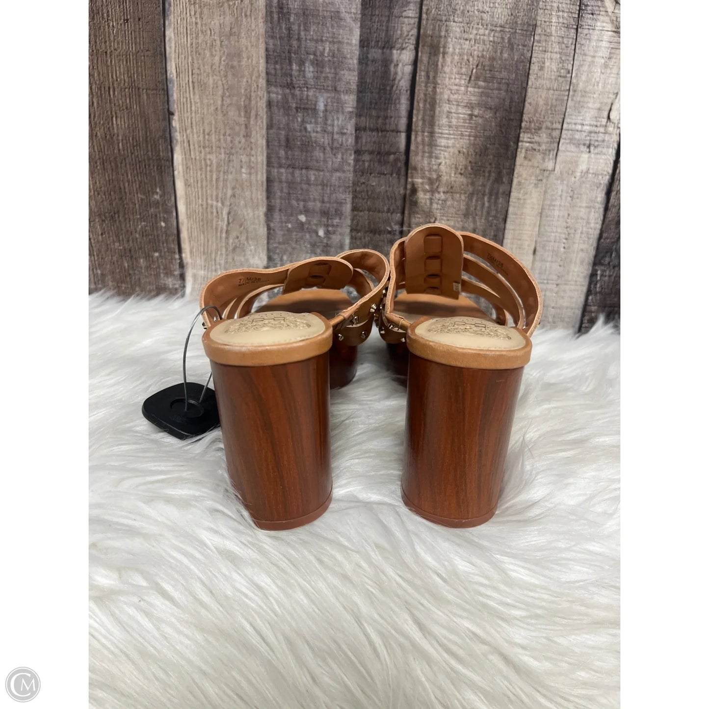 Sandals Heels Block By Vince Camuto In Tan, Size: 7.5