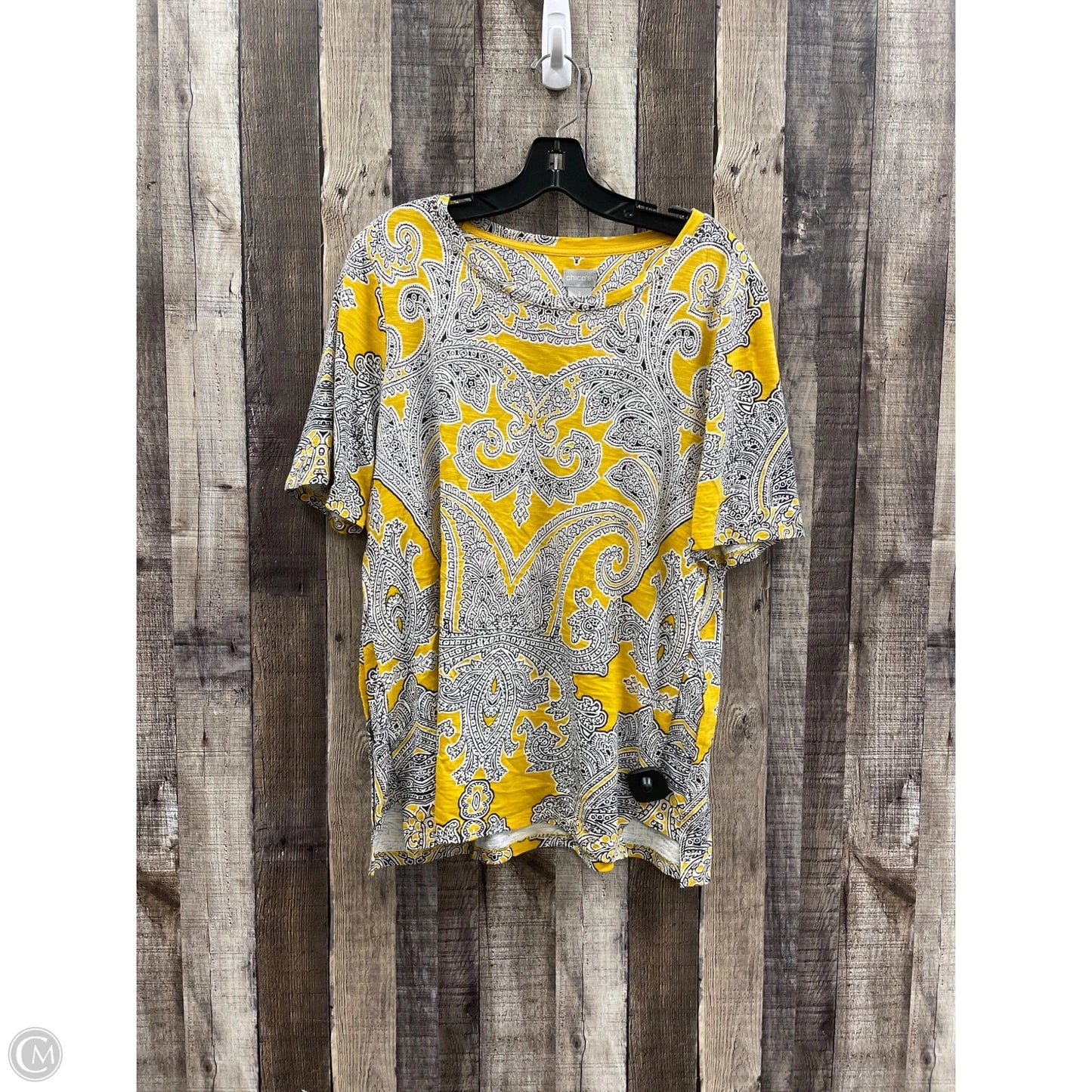 Top Short Sleeve By Chicos In Gold, Size: L