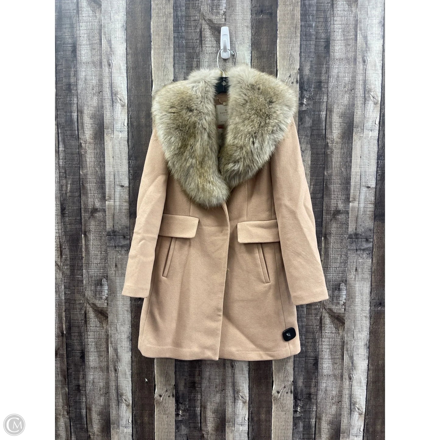 Coat Designer By Kate Spade In Beige, Size: S