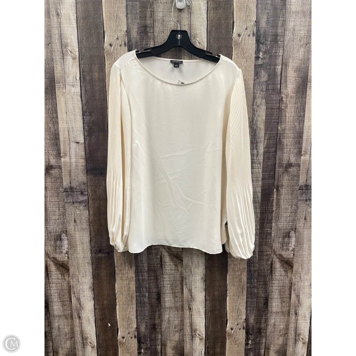 Top Long Sleeve By Ann Taylor In Ivory, Size: L