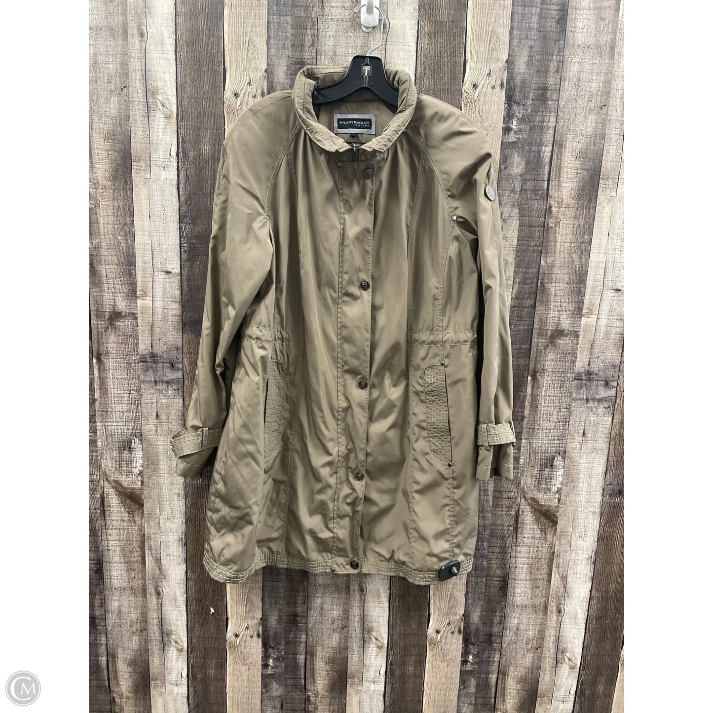 Coat Raincoat By Hilary Radley In Tan, Size: L