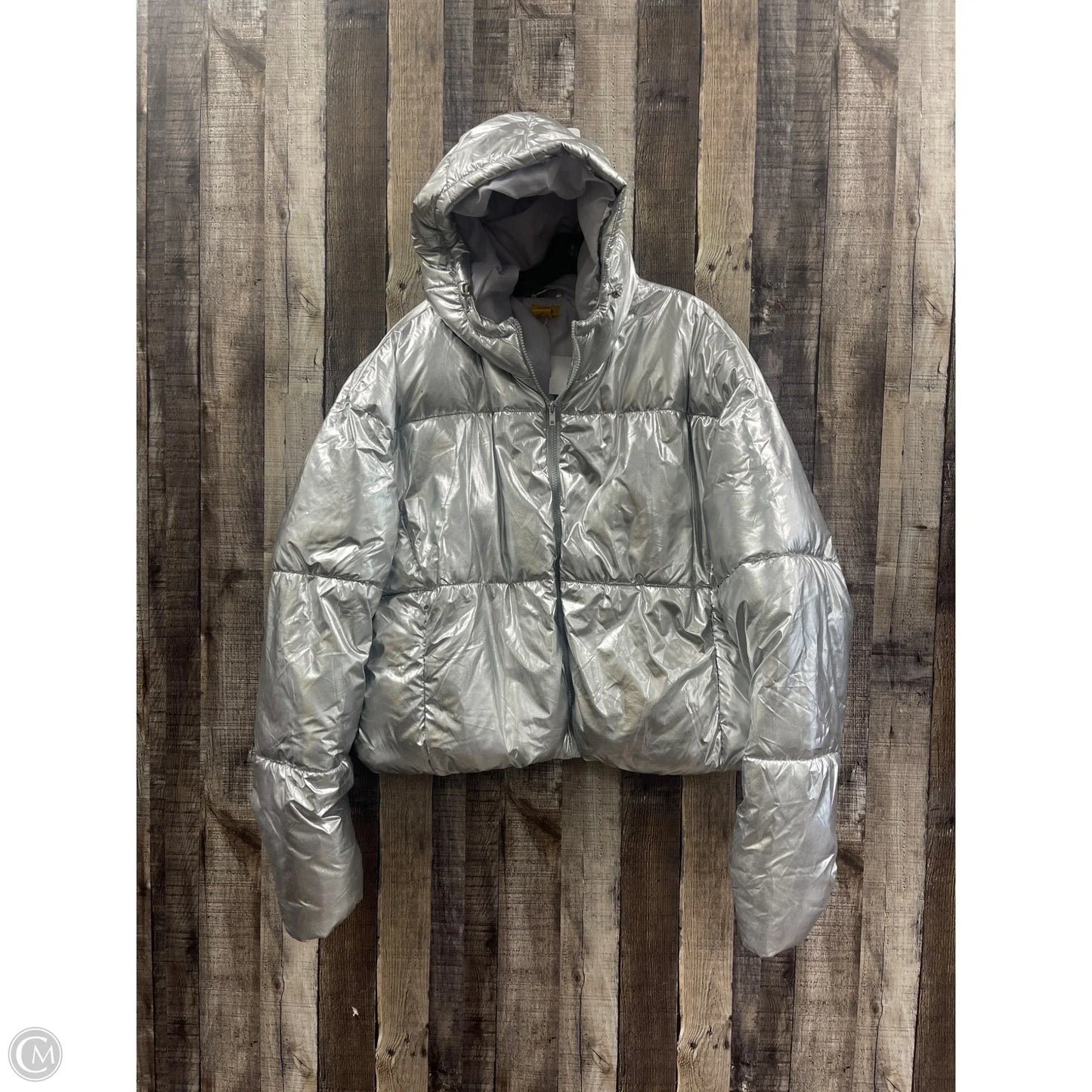 Coat Puffer & Quilted By Cme In Silver, Size: 1x