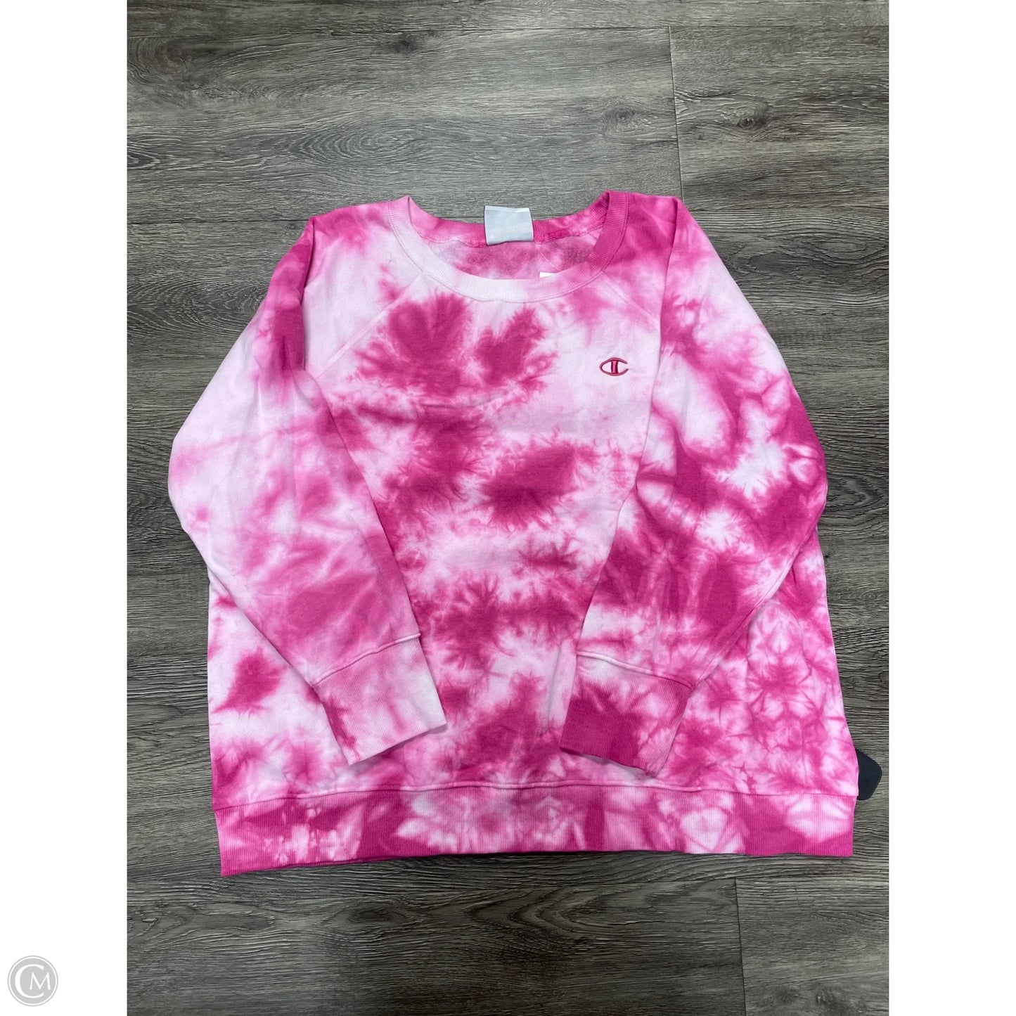 Athletic Sweatshirt Crewneck By Champion In Tie Dye Print, Size: 1x