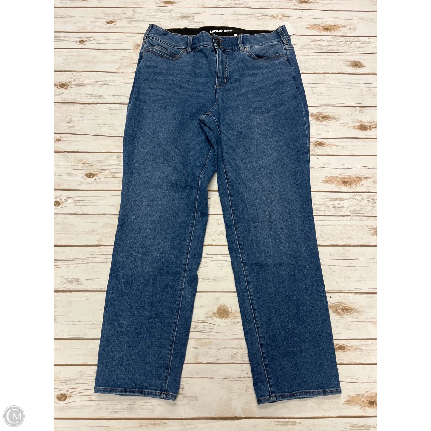 Jeans Straight By Lands End In Blue Denim, Size: 18