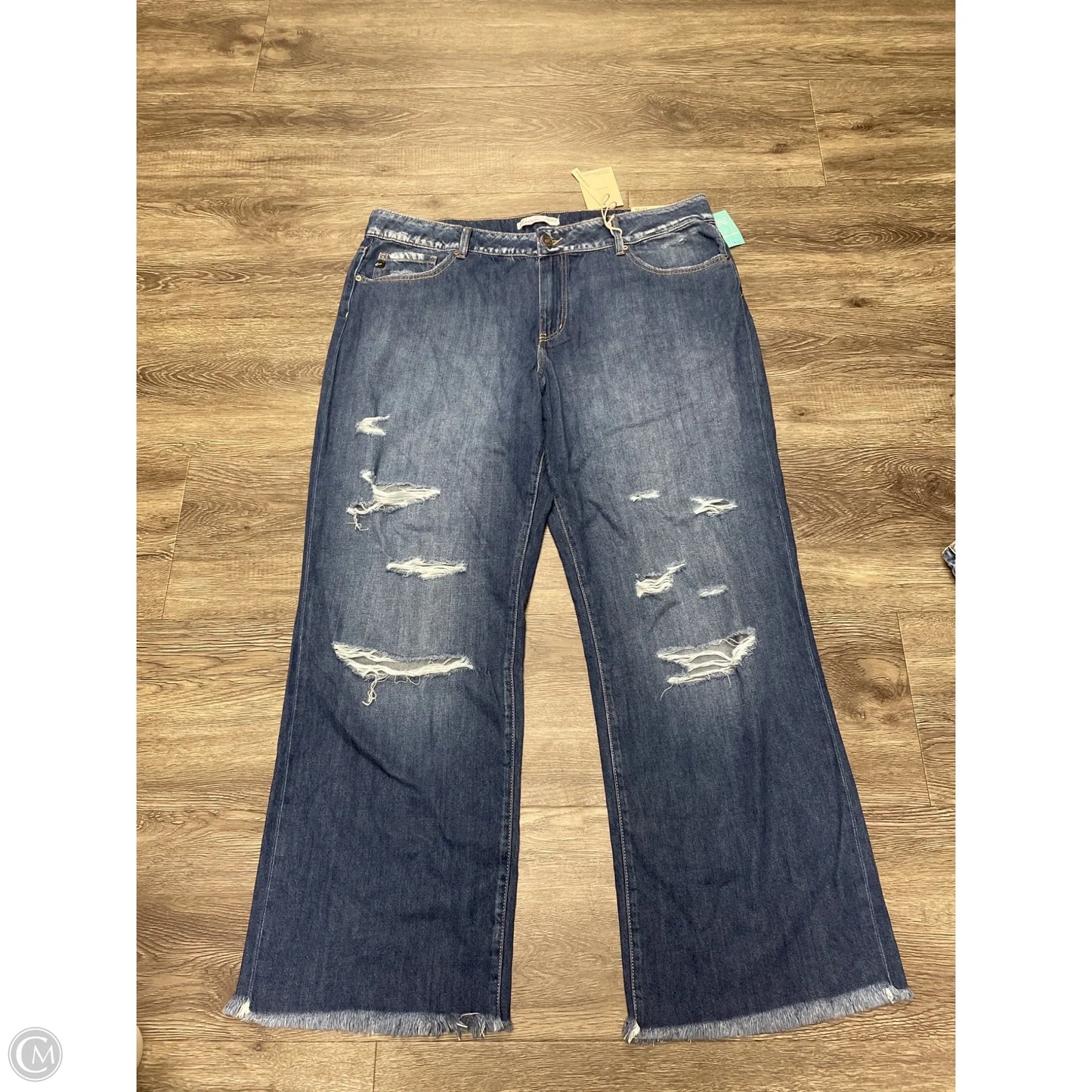 Jeans Wide Leg By Kancan In Blue Denim, Size: 22