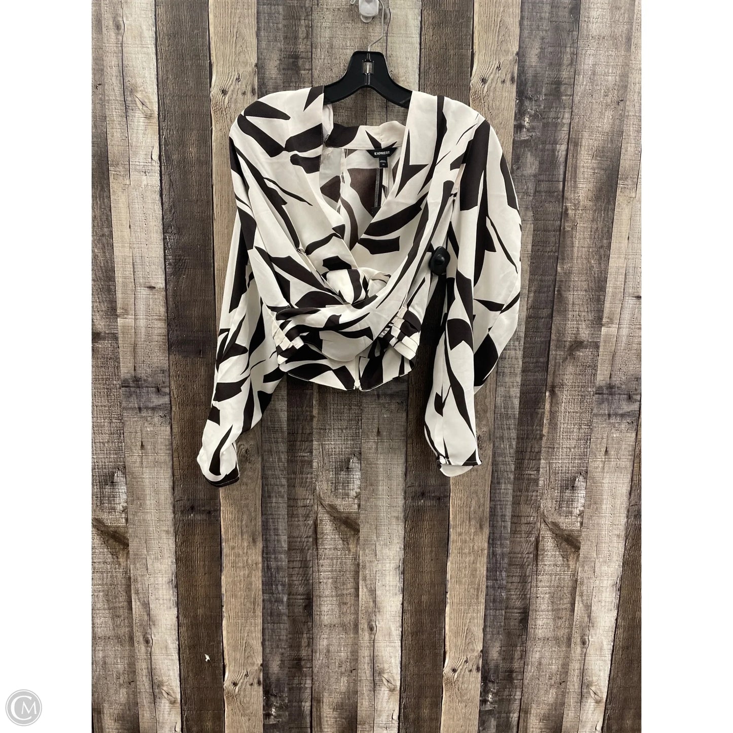 Top Long Sleeve By Express In Black & Cream, Size: Xs
