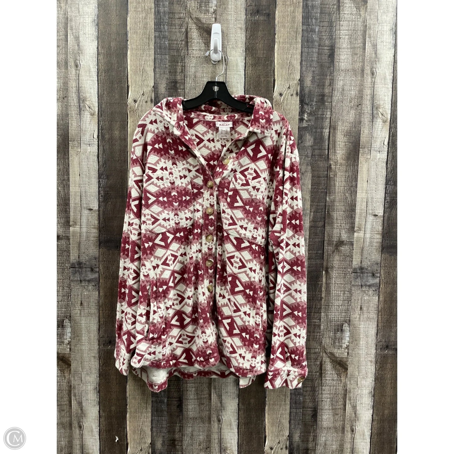 Jacket Shirt By Ariat In Red & White, Size: Xxl
