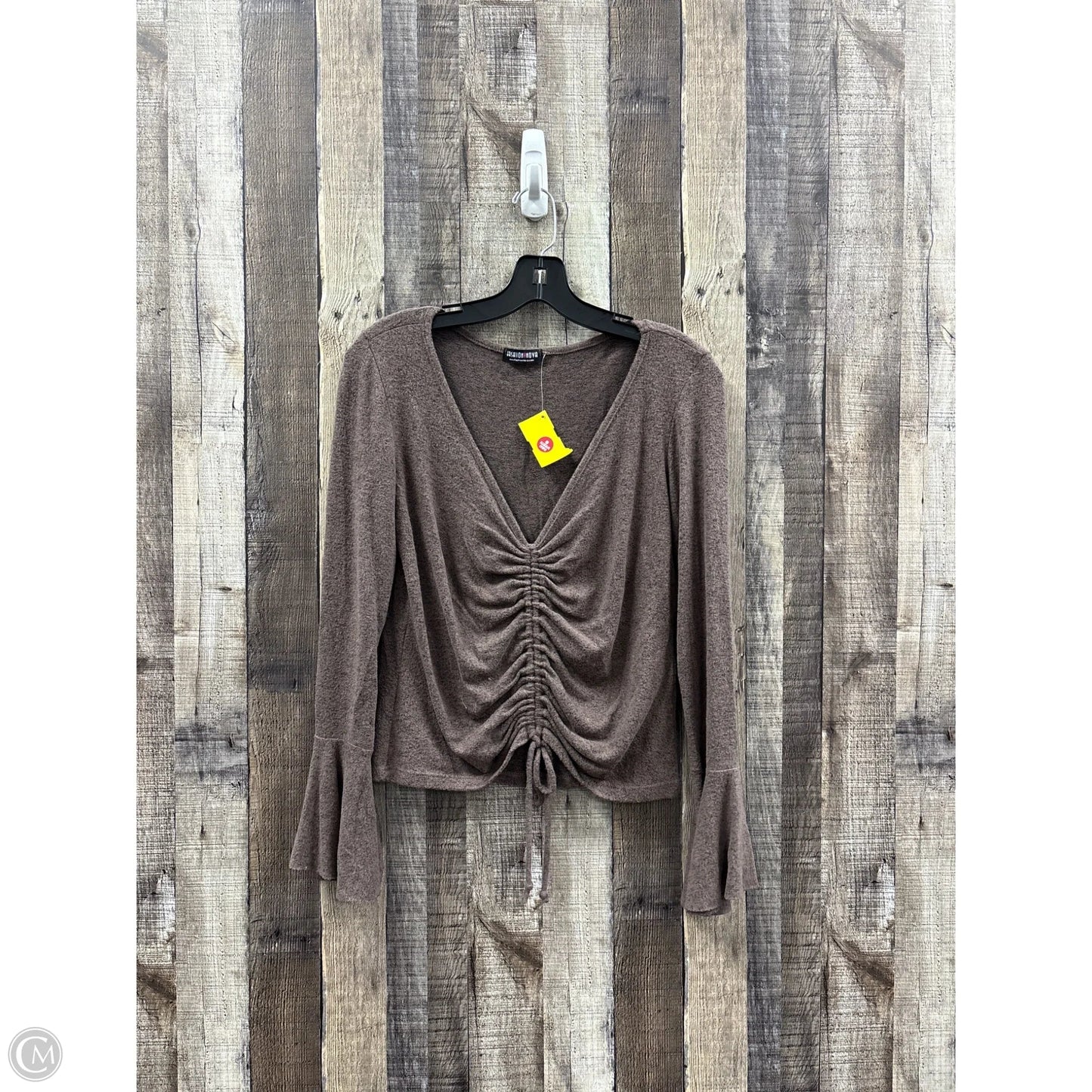 Top Long Sleeve By Fashion Nova In Brown, Size: L