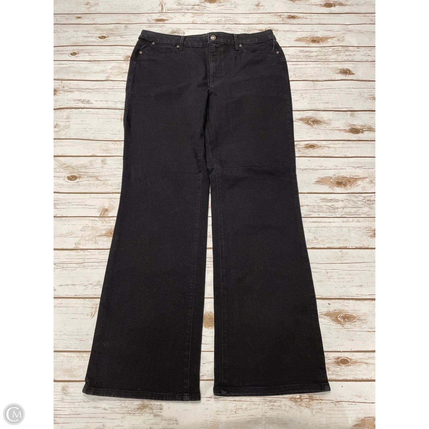 Jeans Boot Cut By Talbots In Black Denim, Size: 14