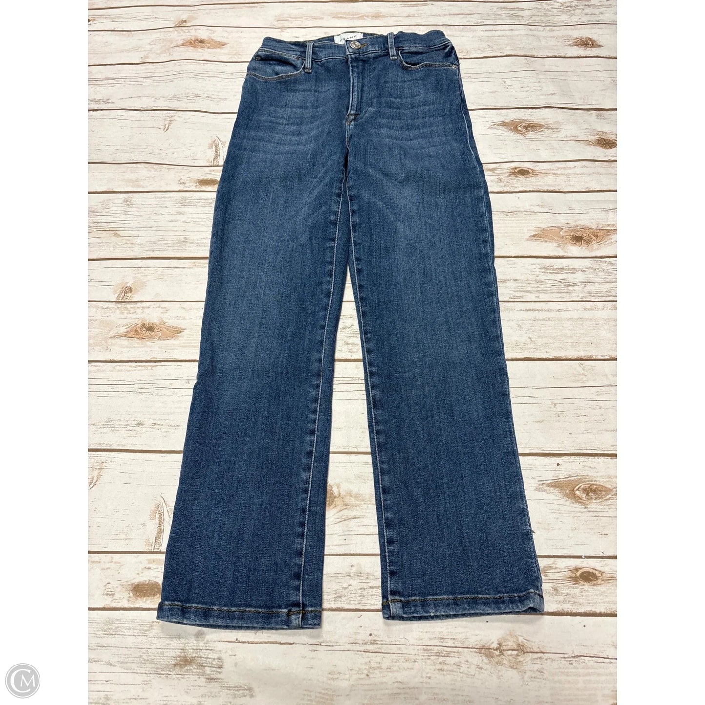 Jeans Straight By Frame In Blue Denim, Size: 4