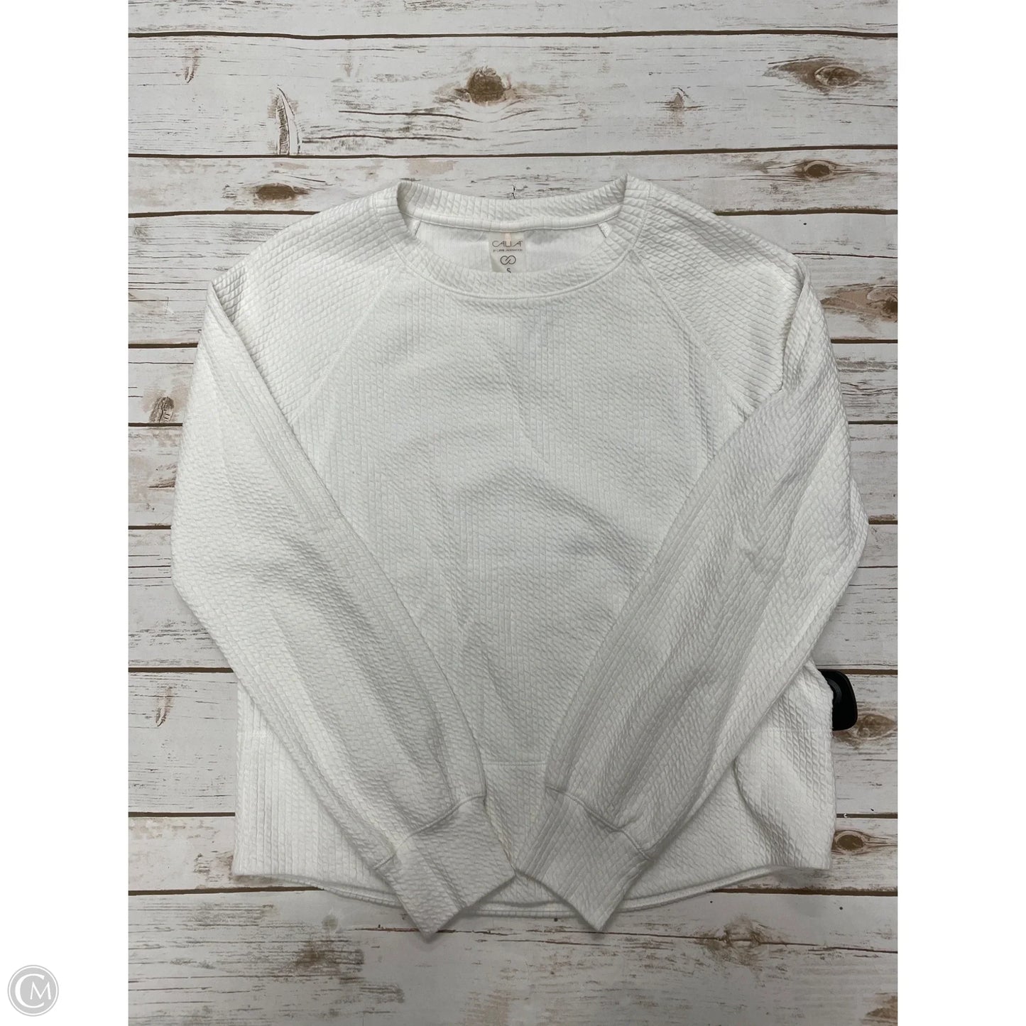 Athletic Top Long Sleeve Collar By Calia In Ivory, Size: S