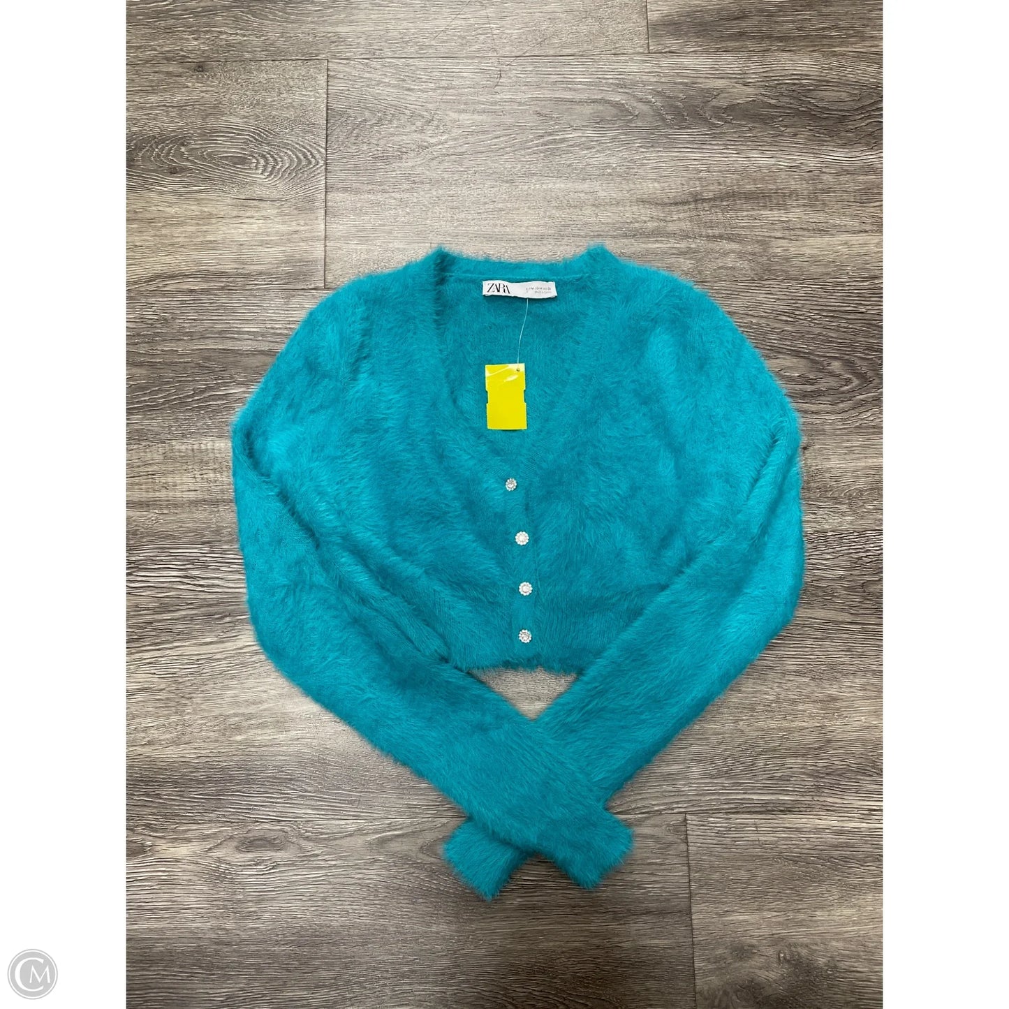 Sweater Cardigan By Zara In Teal, Size: M