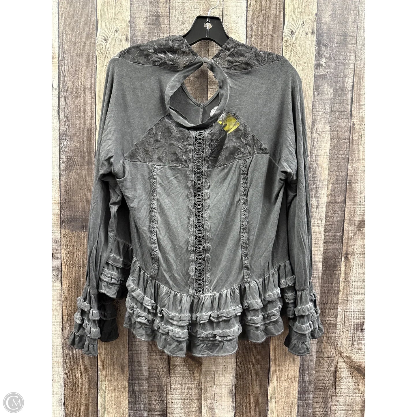 Top Long Sleeve By Pol In Black, Size: L