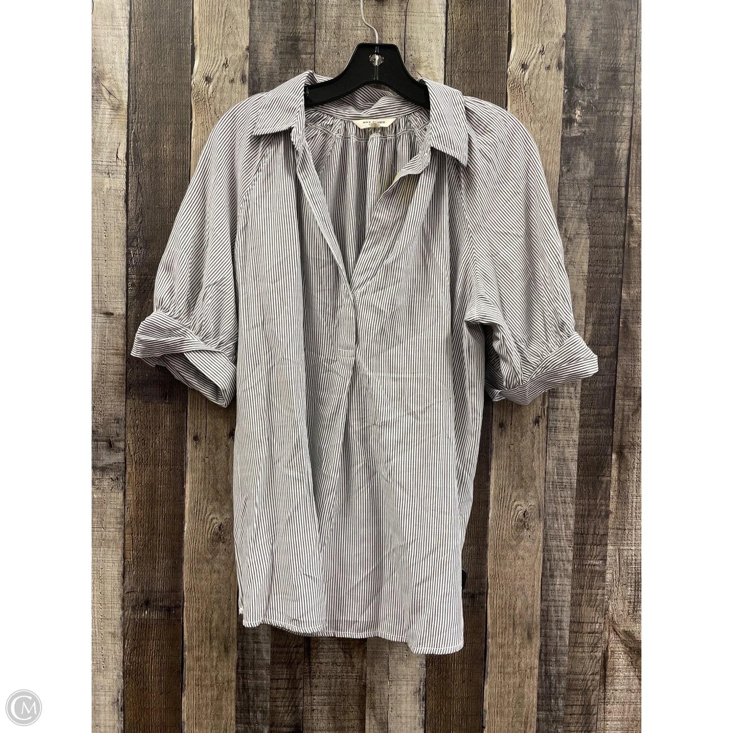 Top Short Sleeve By Max Studio In Striped Pattern, Size: L