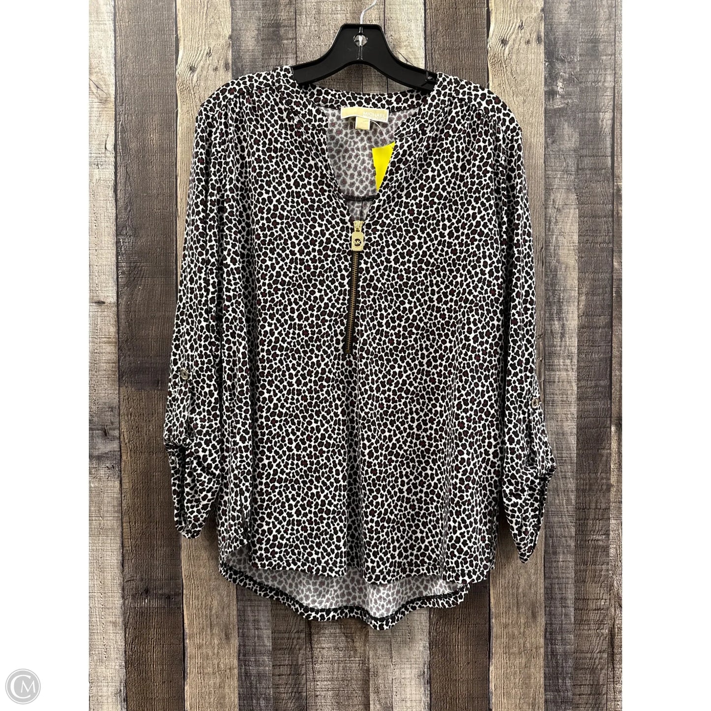 Top Long Sleeve By Michael By Michael Kors In Animal Print, Size: L