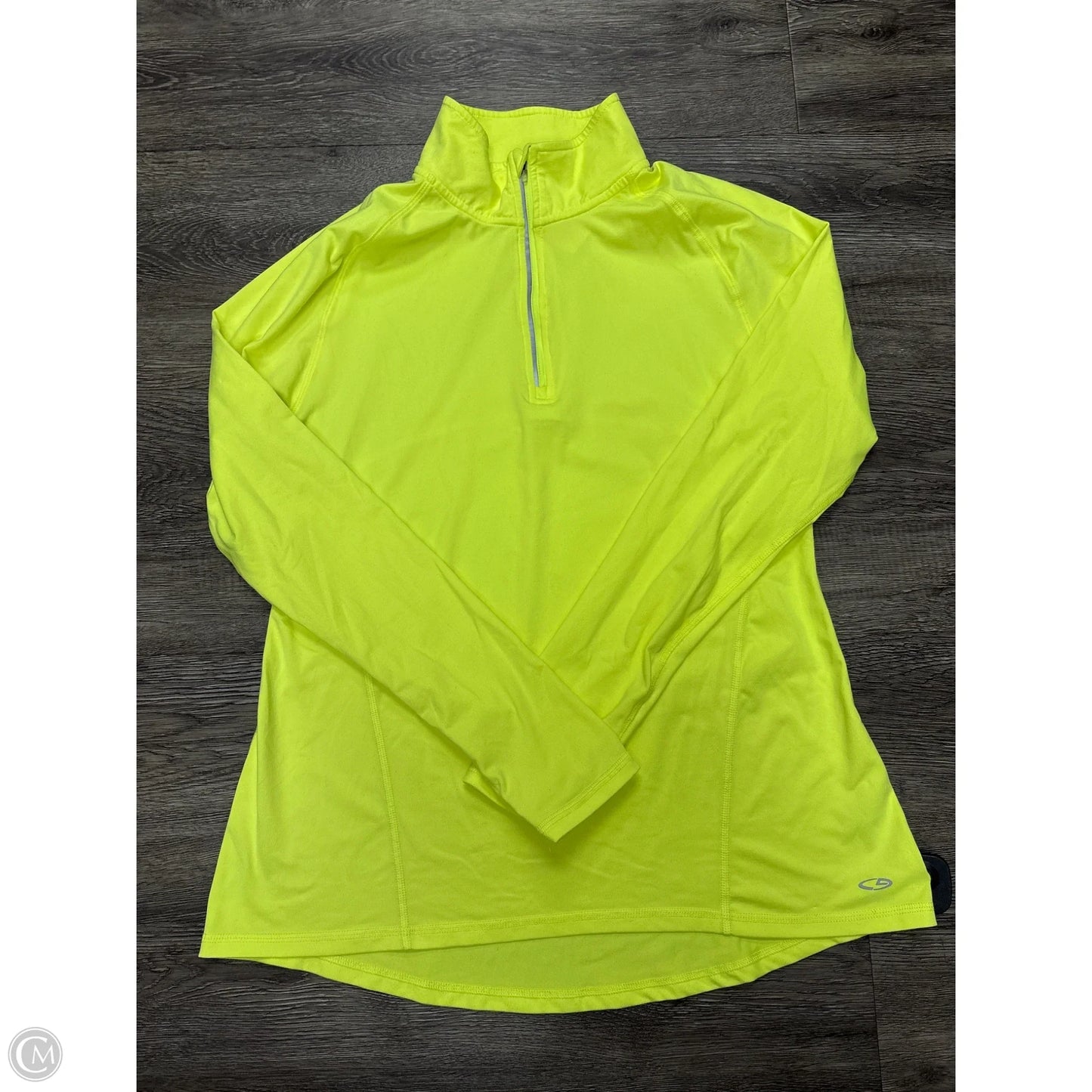 Athletic Top Long Sleeve Collar By Champion In Yellow, Size: L