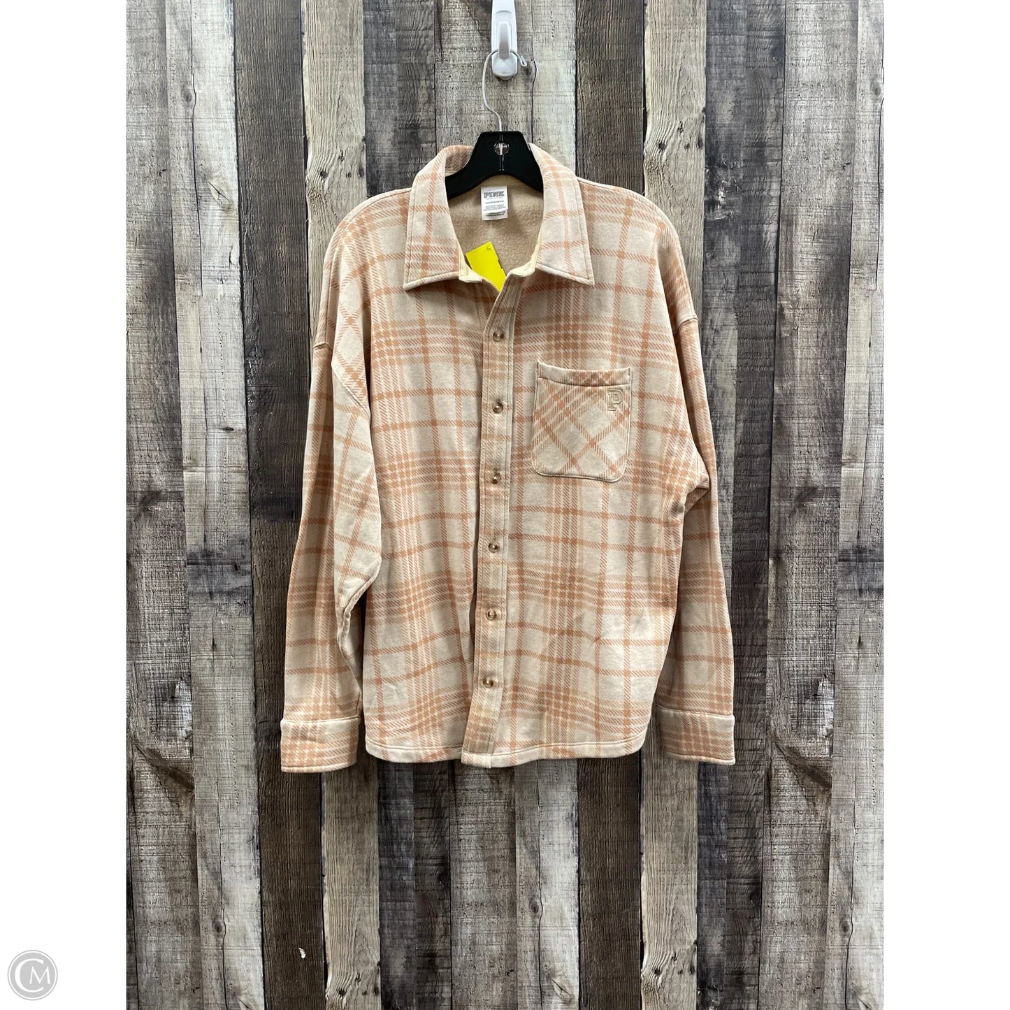 Jacket Shirt By Pink In Plaid Pattern, Size: Xs