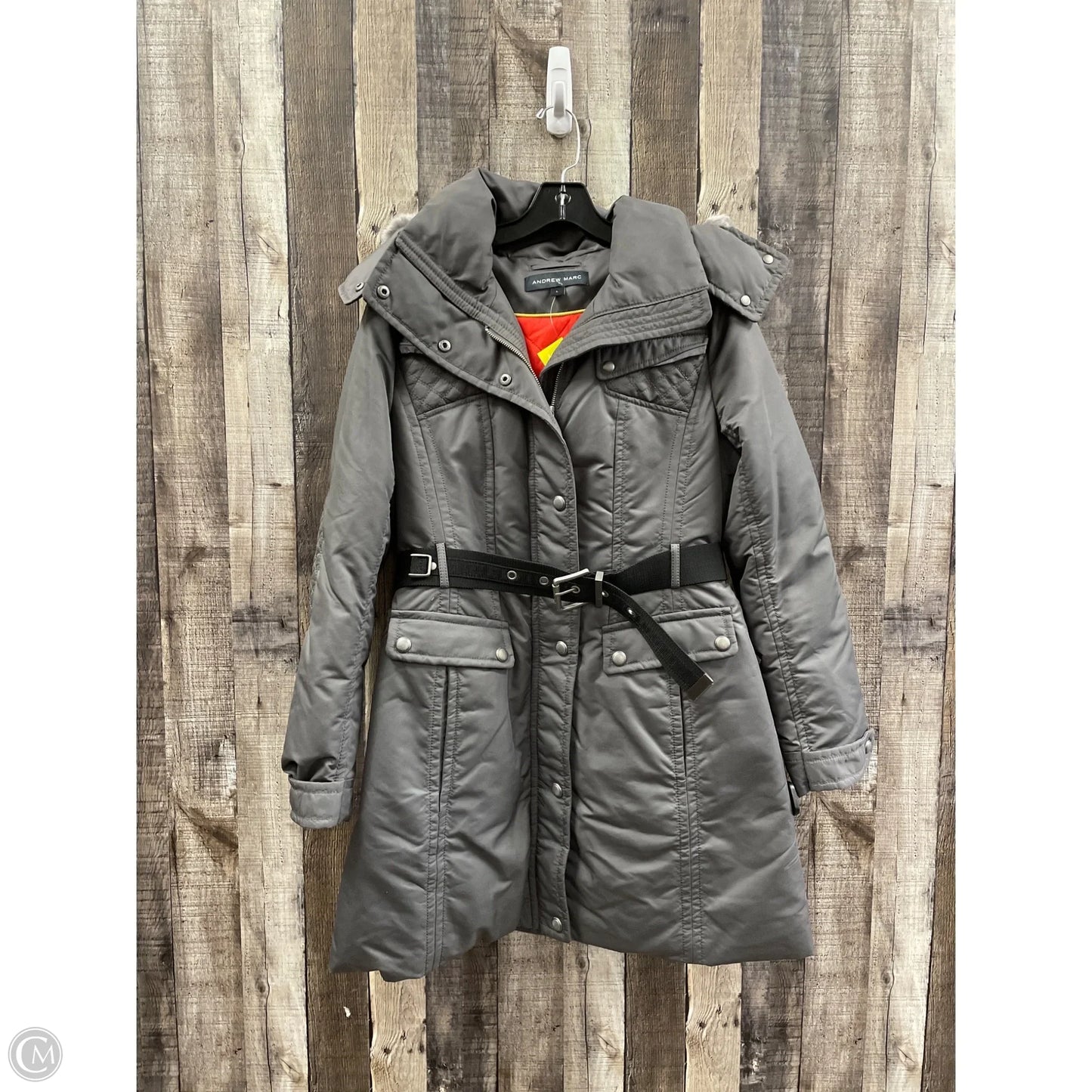 Coat Puffer & Quilted By Andrew Marc In Grey, Size: L