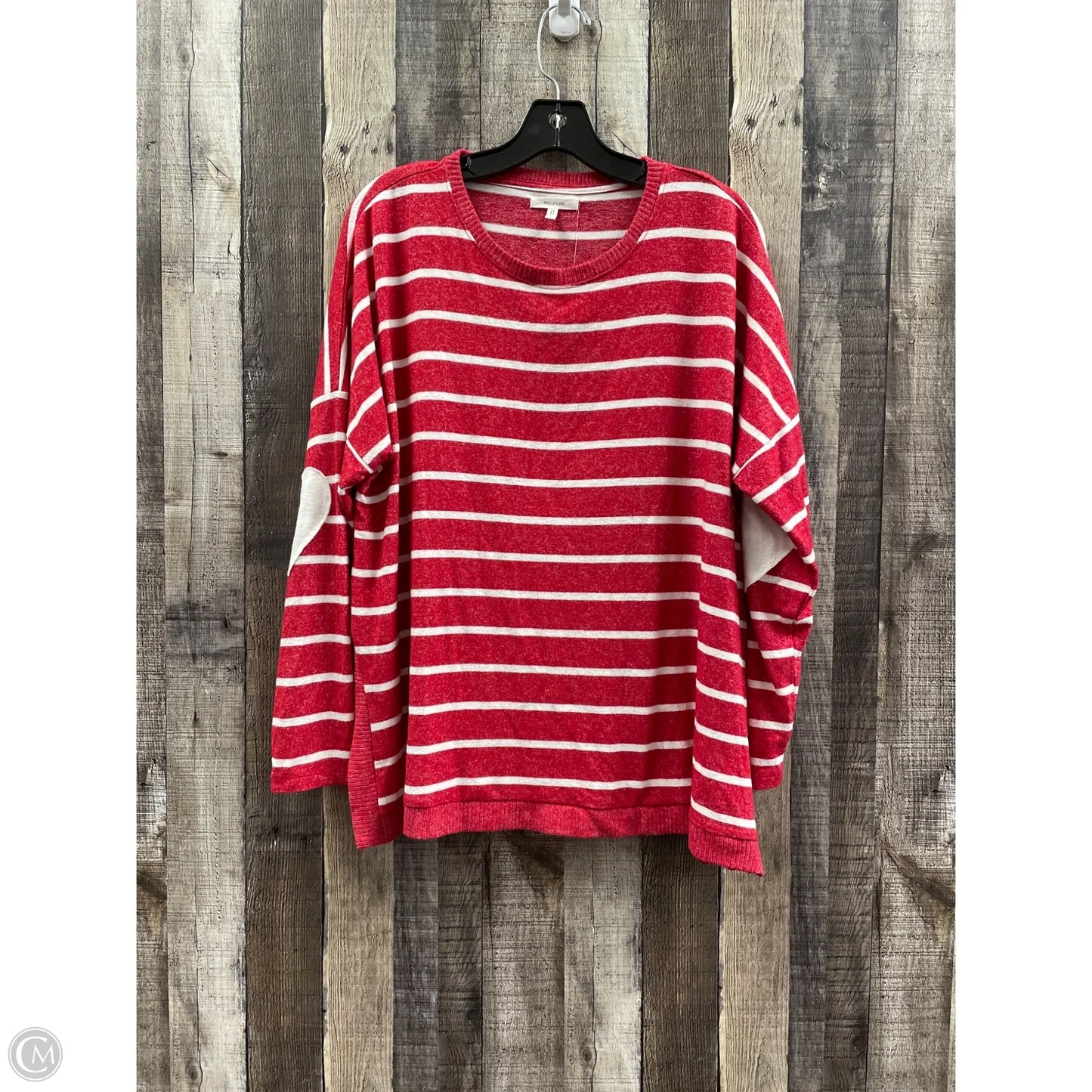 Sweater By Maurices In Red & White, Size: L