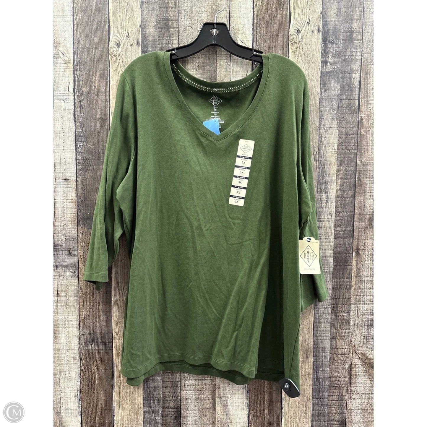Top 3/4 Sleeve By St Johns Bay In Green, Size: 3x