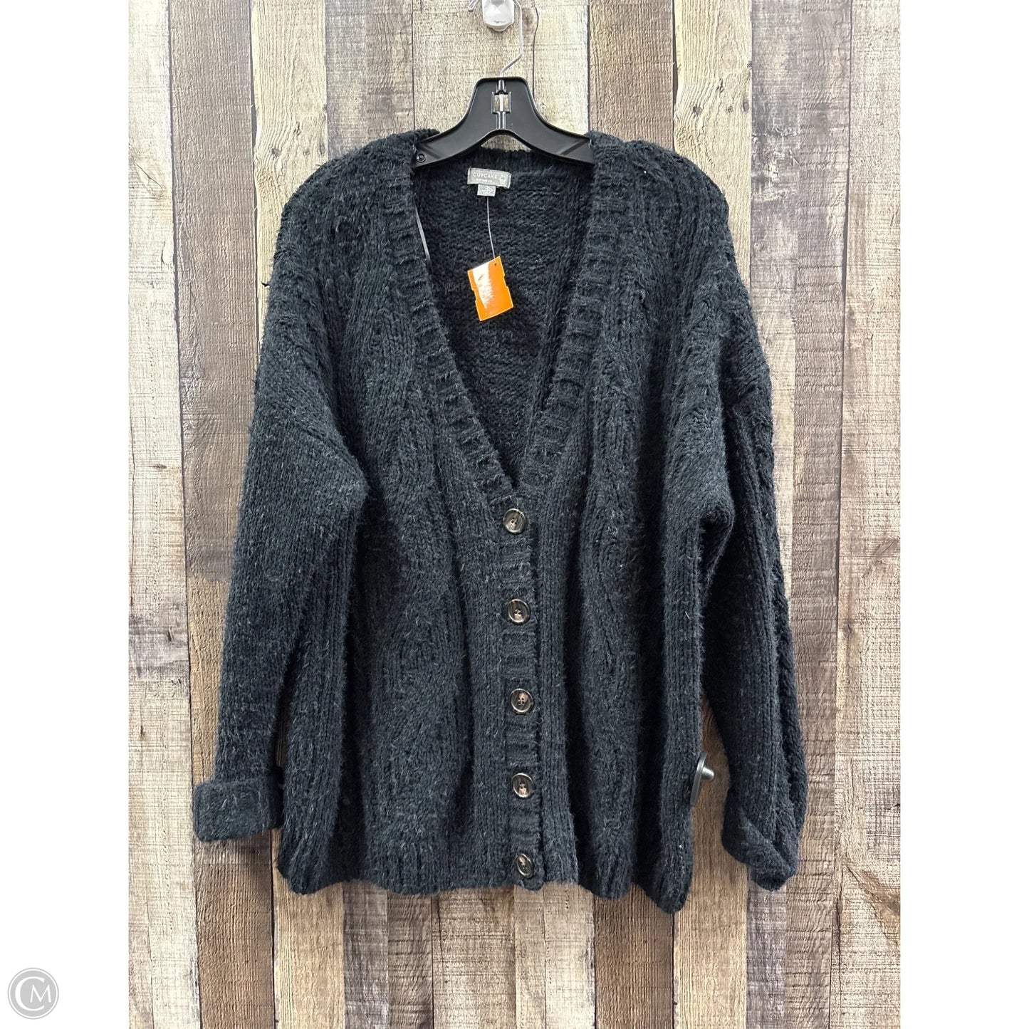 Sweater Cardigan By Cupcakes And Cashmere In Black, Size: Xl