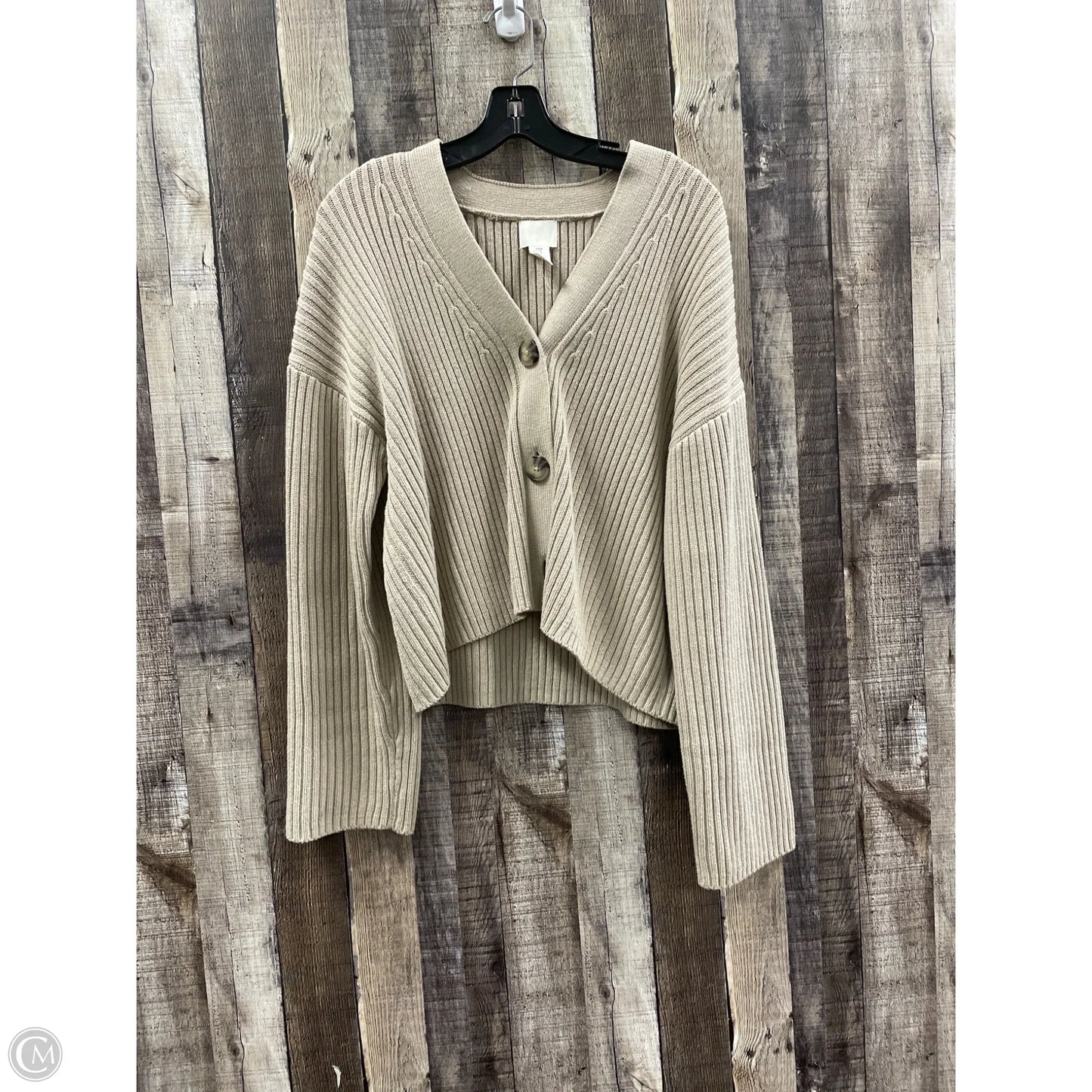 Sweater Cardigan By H&m In Tan, Size: M