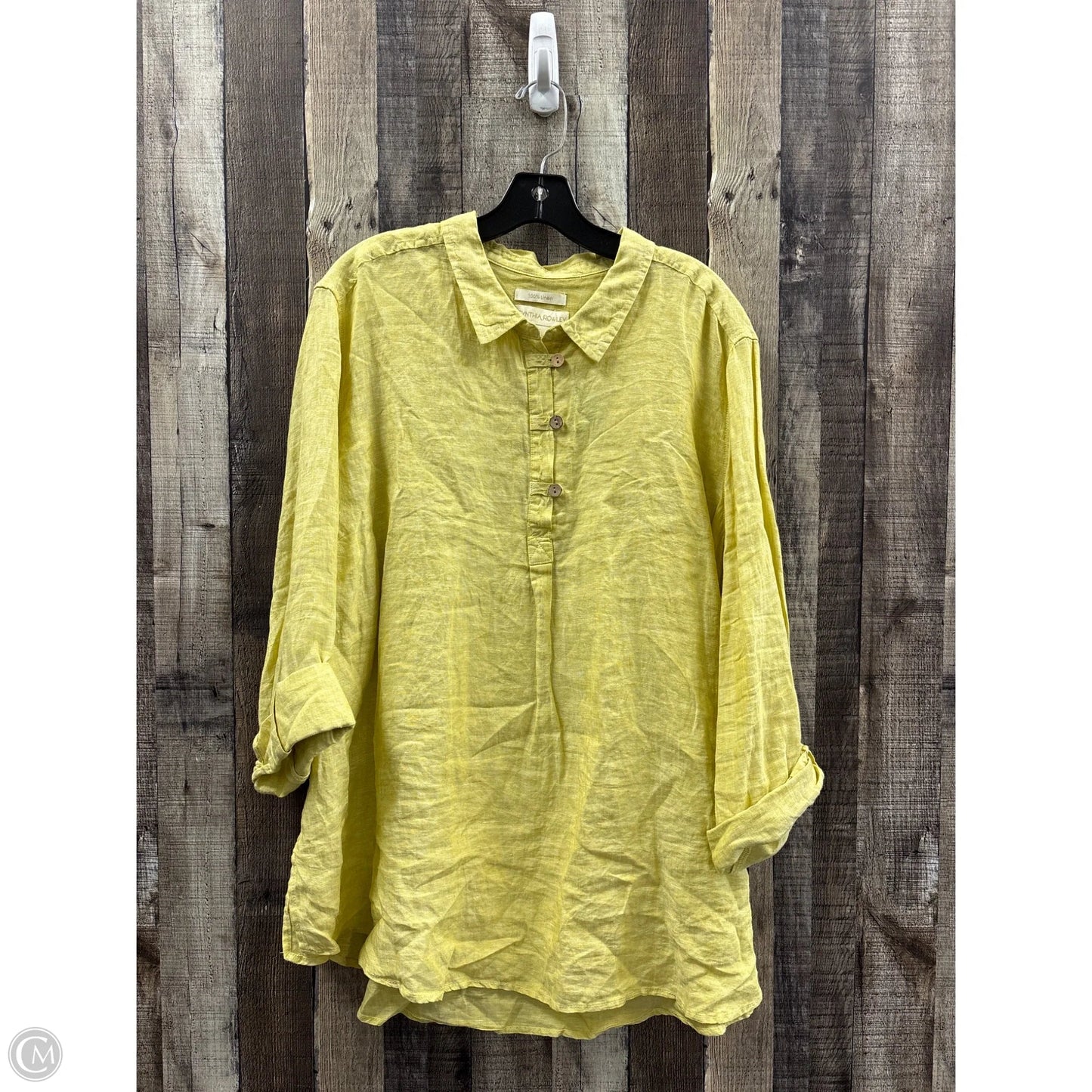 Tunic Long Sleeve By Cynthia Rowley In Yellow, Size: 3x