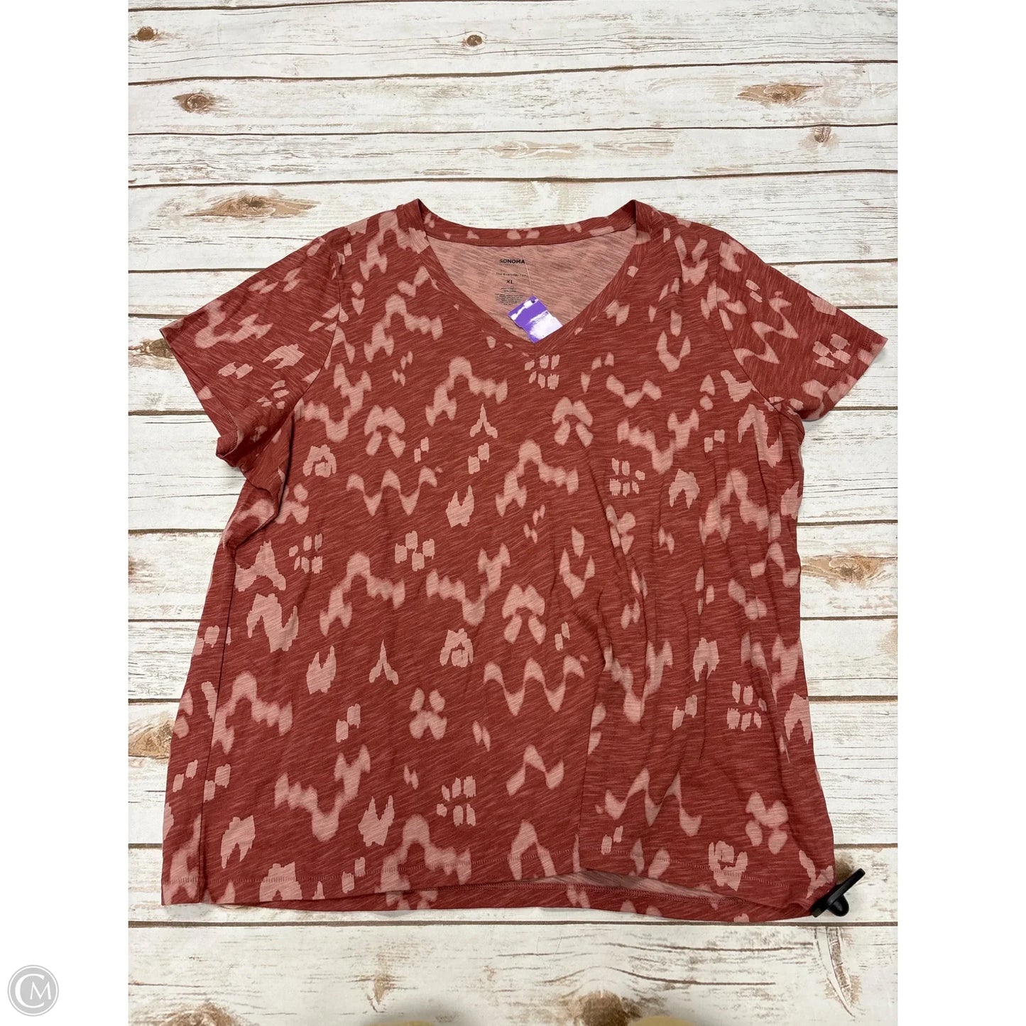Top Short Sleeve By Sonoma In Tie Dye Print, Size: Xl