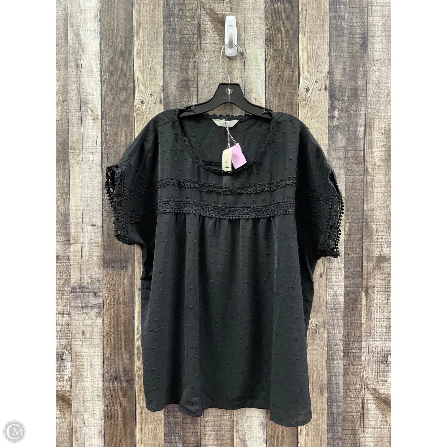 Top Short Sleeve By Agnes Orinda In Black, Size: 2x