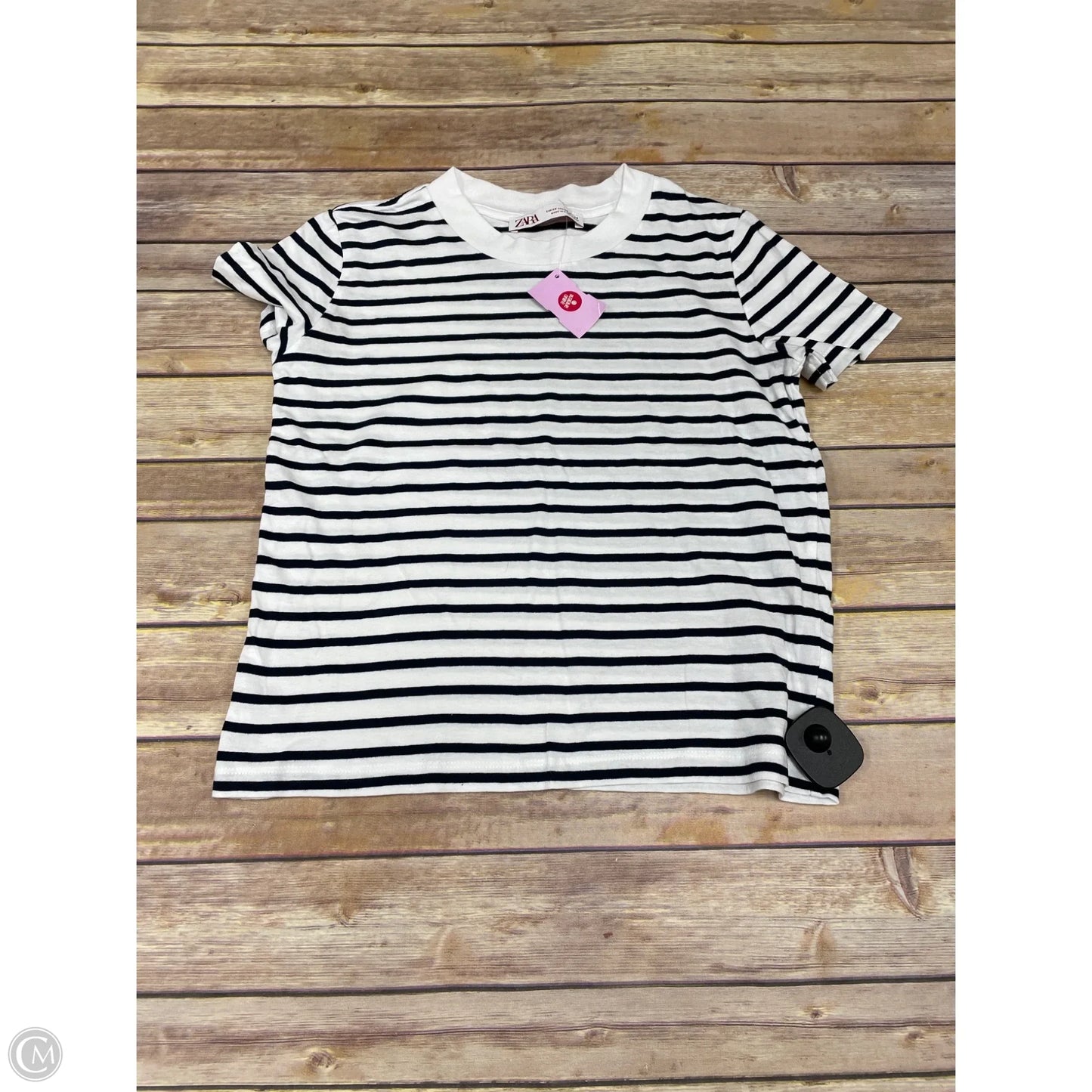 Top Short Sleeve Basic By Zara In Striped Pattern, Size: Xs