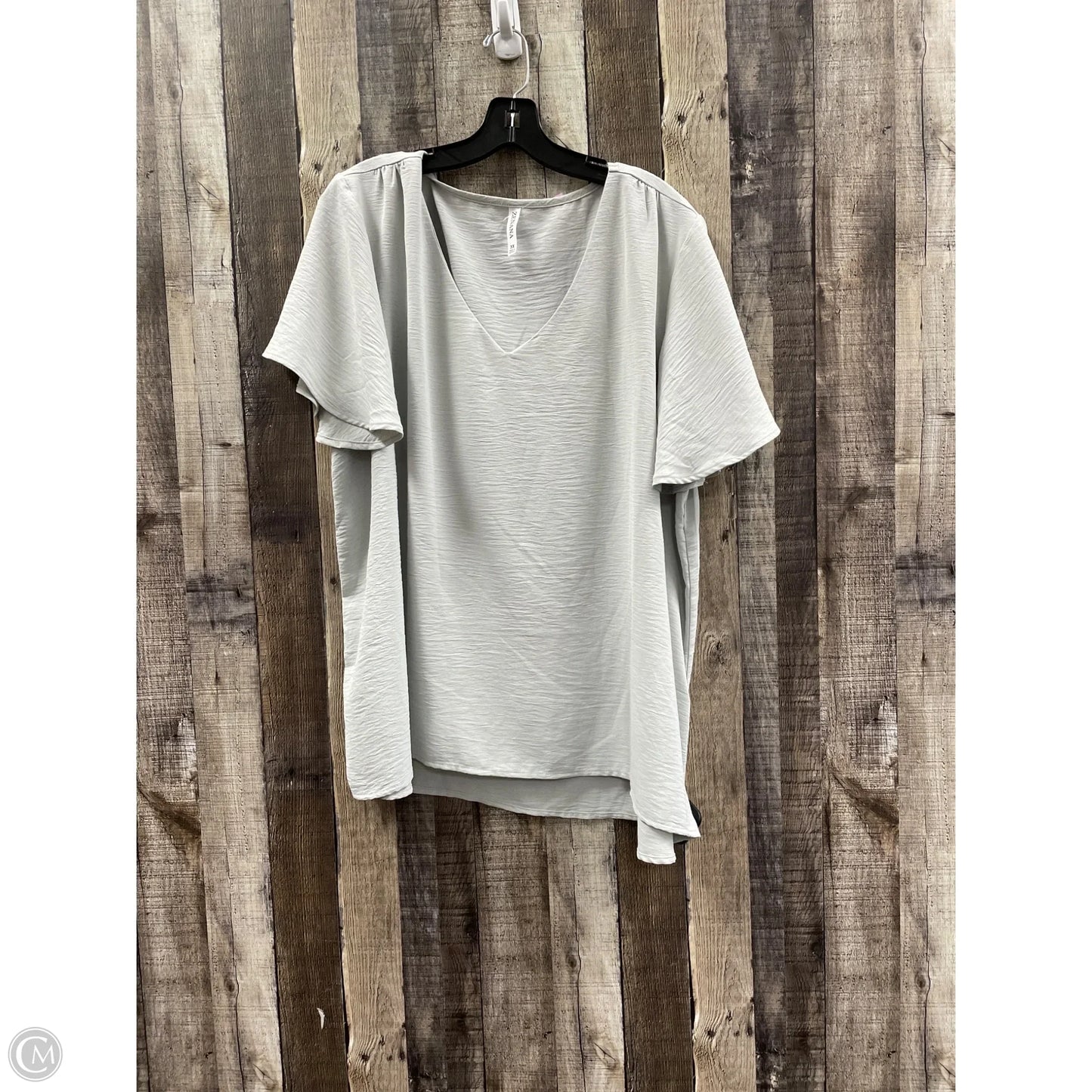 Top Short Sleeve By Zenana In Silver, Size: 3x