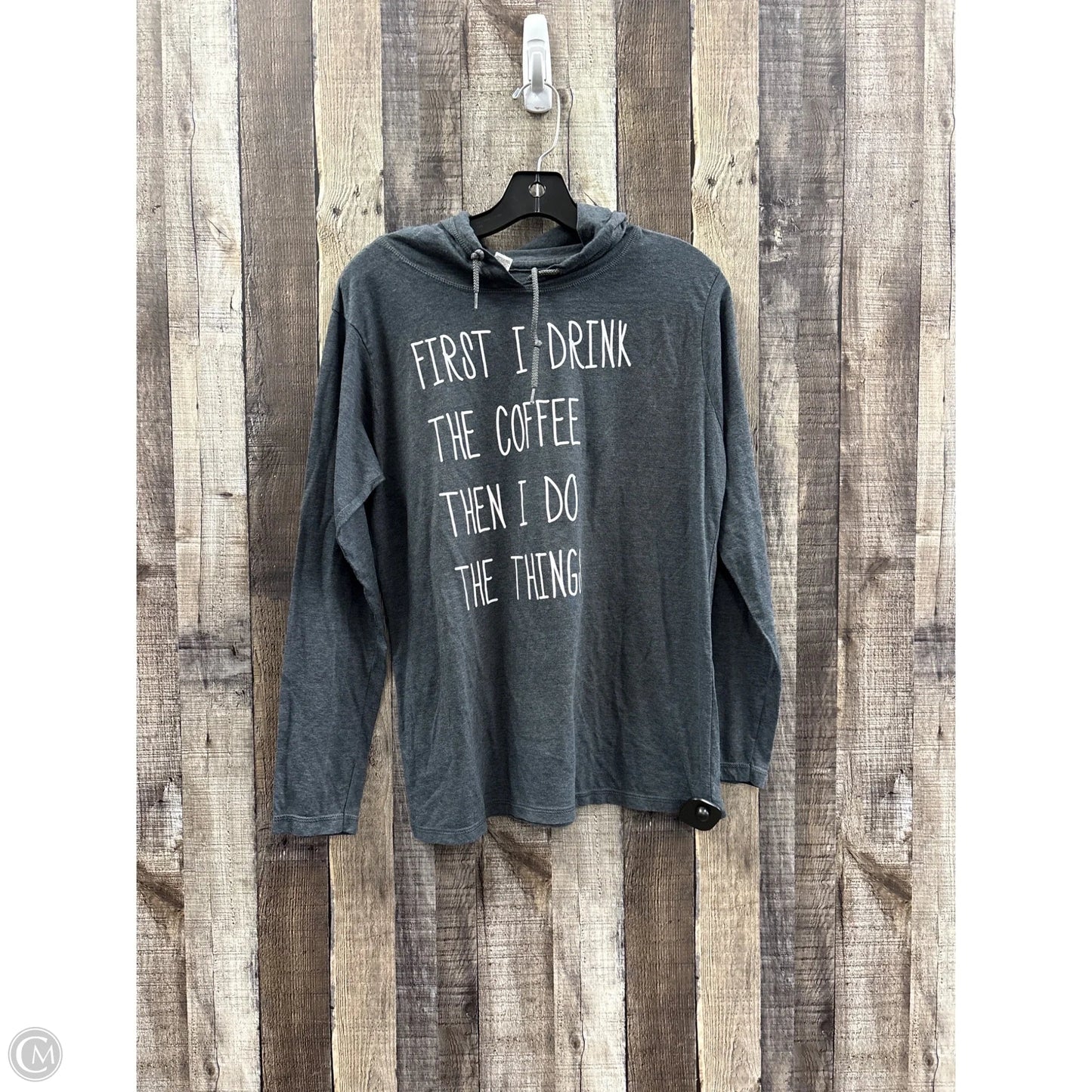 Top Long Sleeve Basic By Anvil In Grey, Size: L