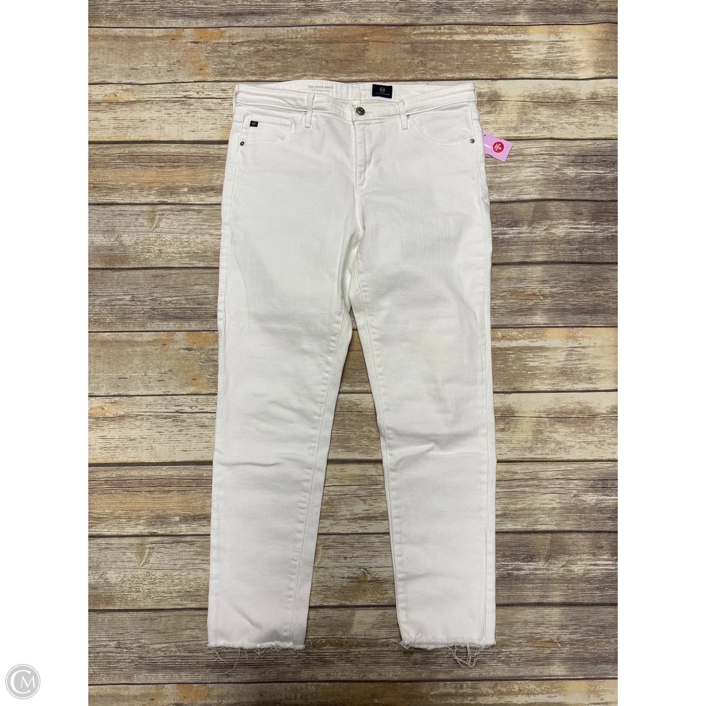 Jeans Straight By Ag Jeans In White Denim, Size: 12