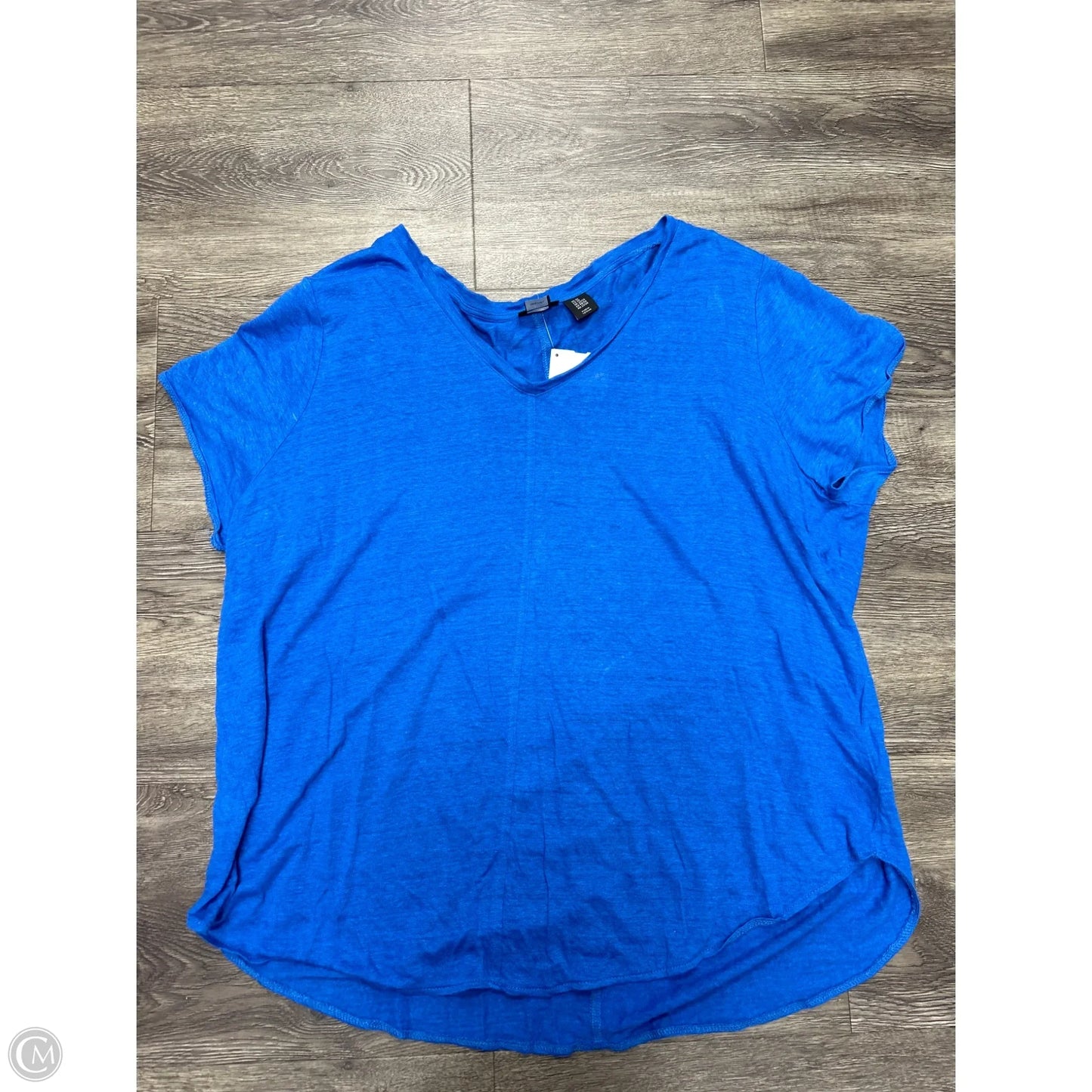 Top Short Sleeve By Tahari By Arthur Levine In Blue, Size: 2x