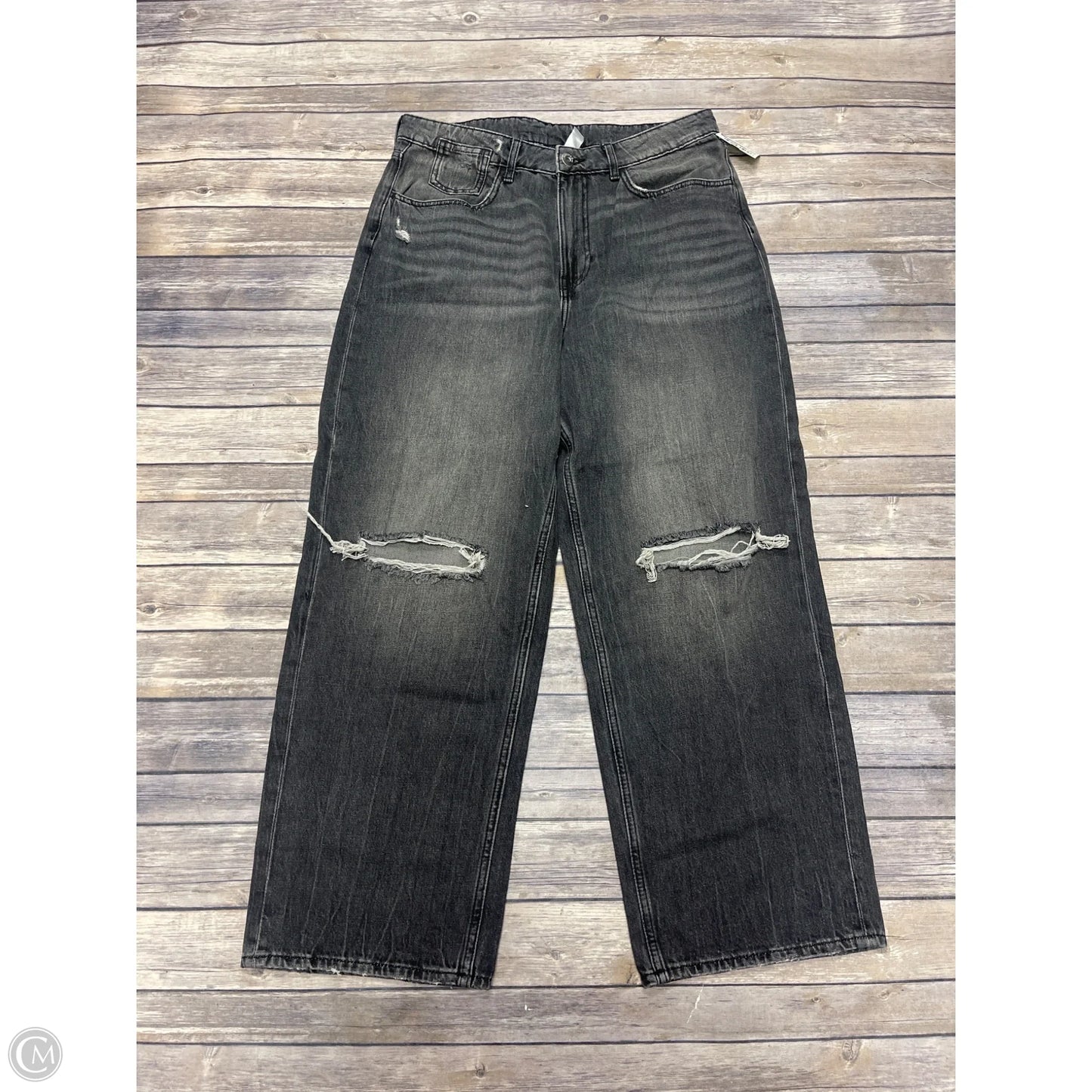 Jeans Wide Leg By Divided In Black Denim, Size: 8