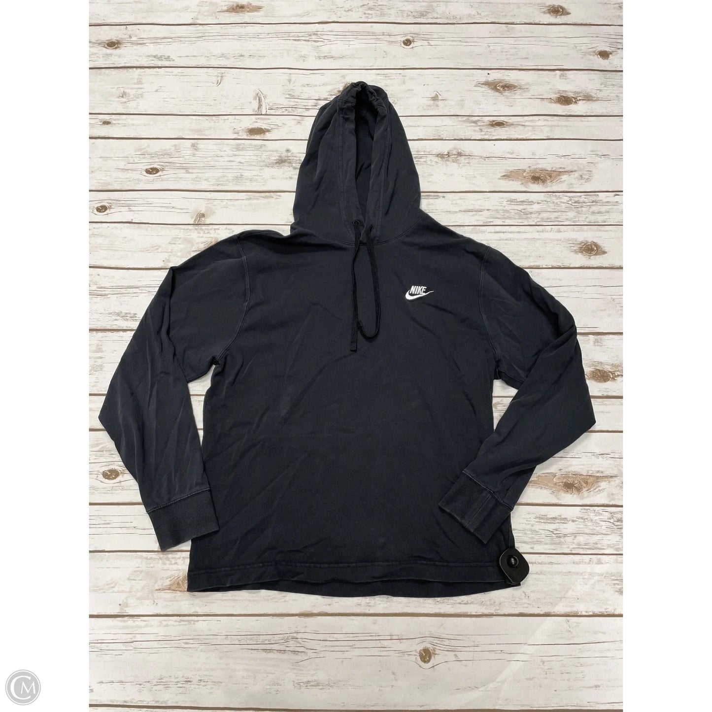 Athletic Top Long Sleeve Hoodie By Nike In Black, Size: S