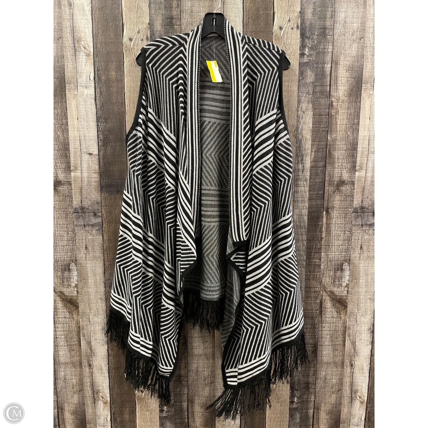 Sweater Cardigan By Cato In Black & White, Size: Xl