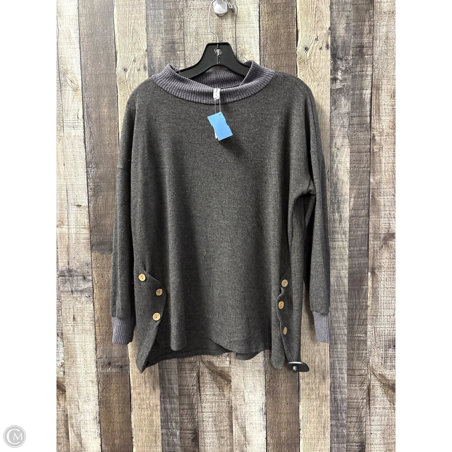 Top Long Sleeve By Emerald In Grey, Size: Xl