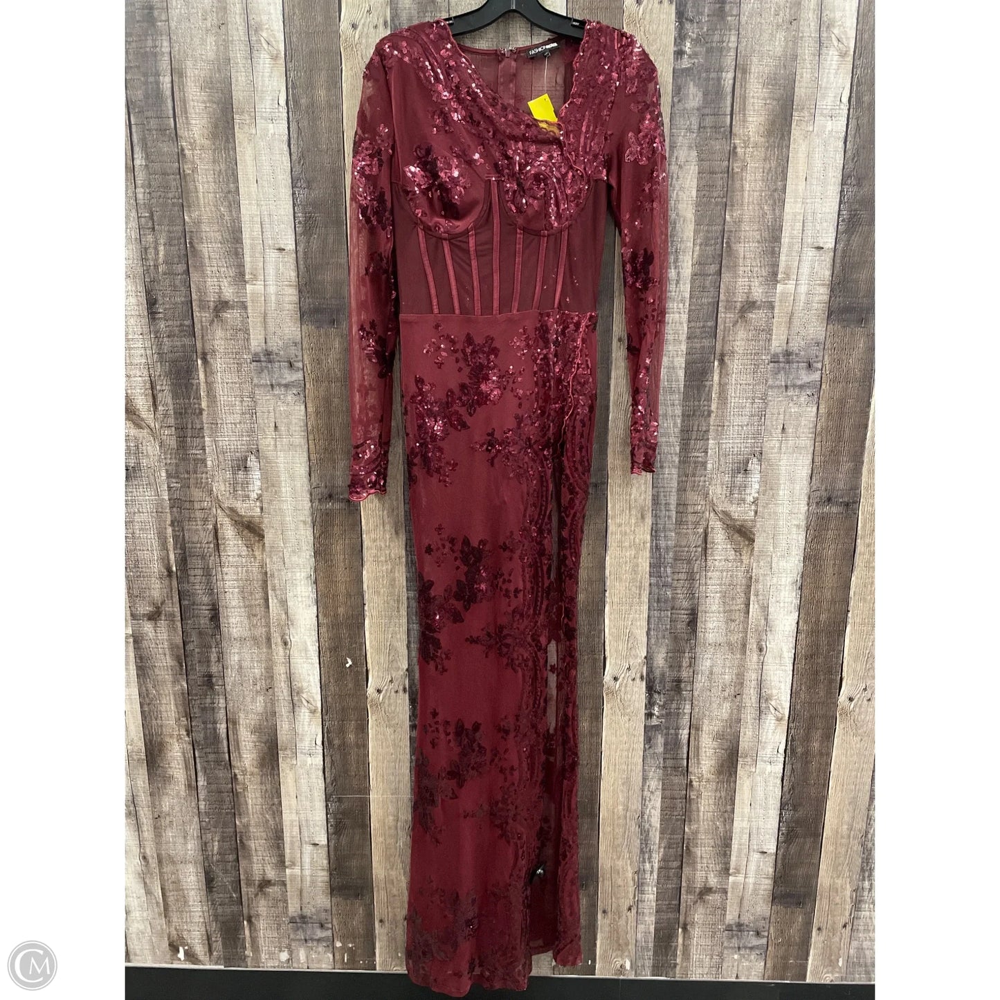 Dress Party Long By Fashion Nova In Maroon, Size: M