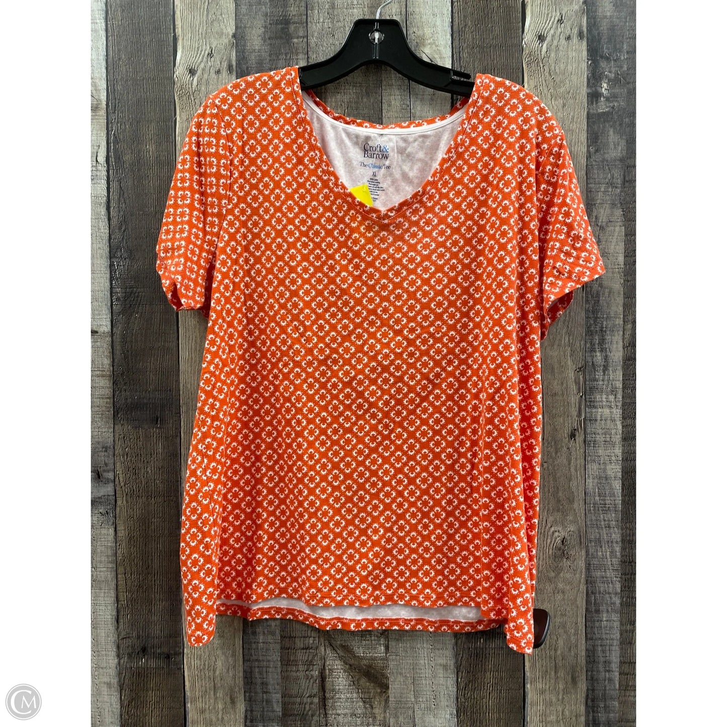 Top Short Sleeve By Croft And Barrow In Orange, Size: Xl