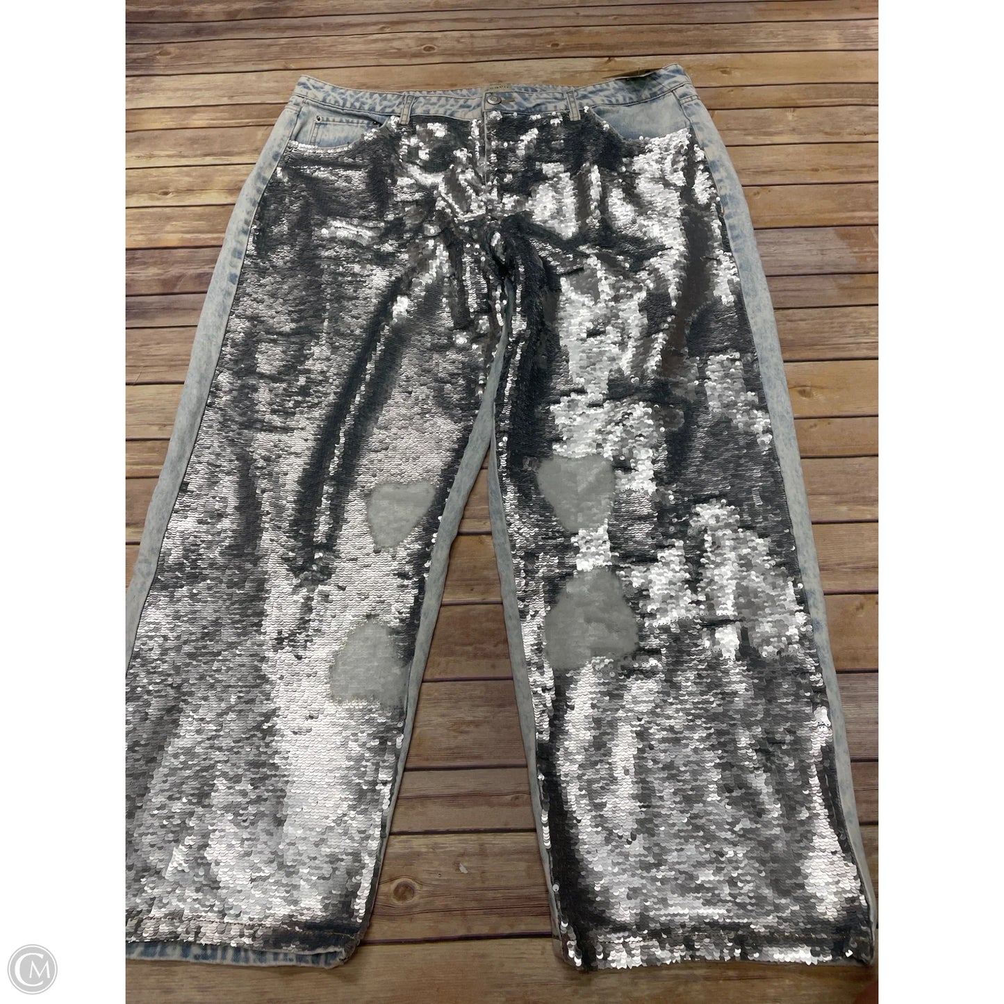 Jeans Wide Leg By Eloquii In Blue & Silver, Size: 16